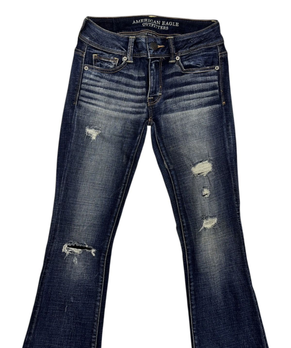 If Six Was Nine × Japanese Brand Flare Jeans Kick Bootcut American Eagle Distressed Denim Size 27" / US 4 / IT 40 - 5 Thumbnail