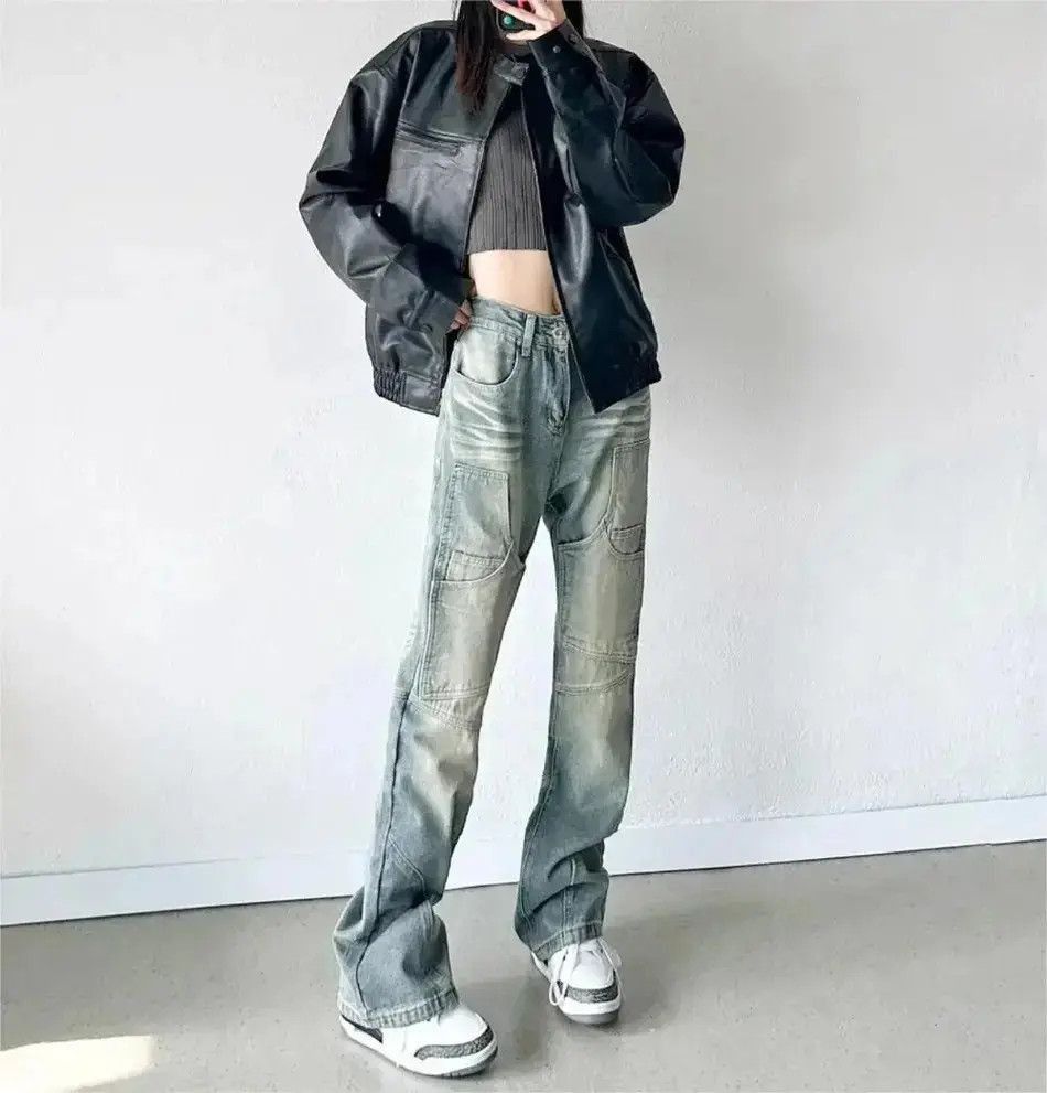 Japanese Brand Retro micro flared straight leg jeans Size US 32 / EU 48 - 3 Thumbnail
