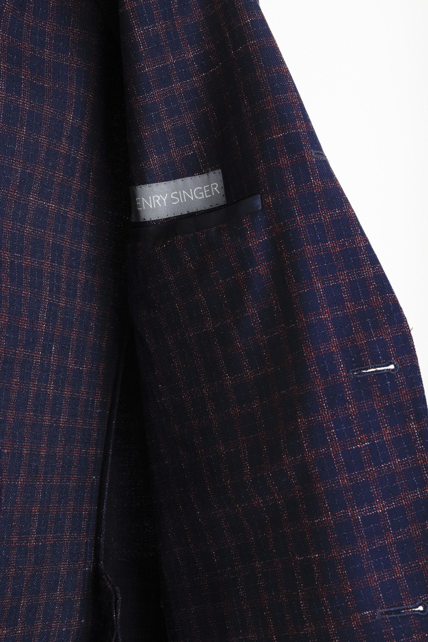 Boglioli Boglioli Navy Red Check Single-Breasted 3-Button Blazer Size 38R - 7 Thumbnail