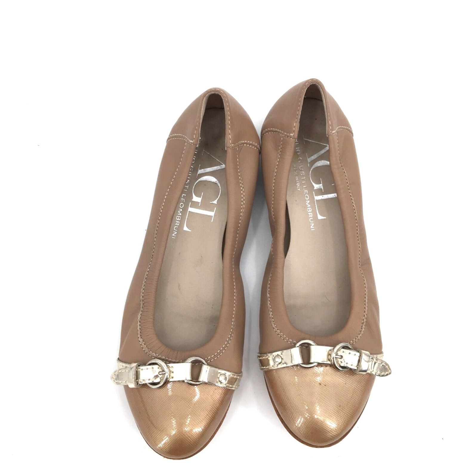 image of Agl Attilio Giusti Leombruni Monika Ballet Flat Cap Toe Metallic Shoe 37 Women 7 in White