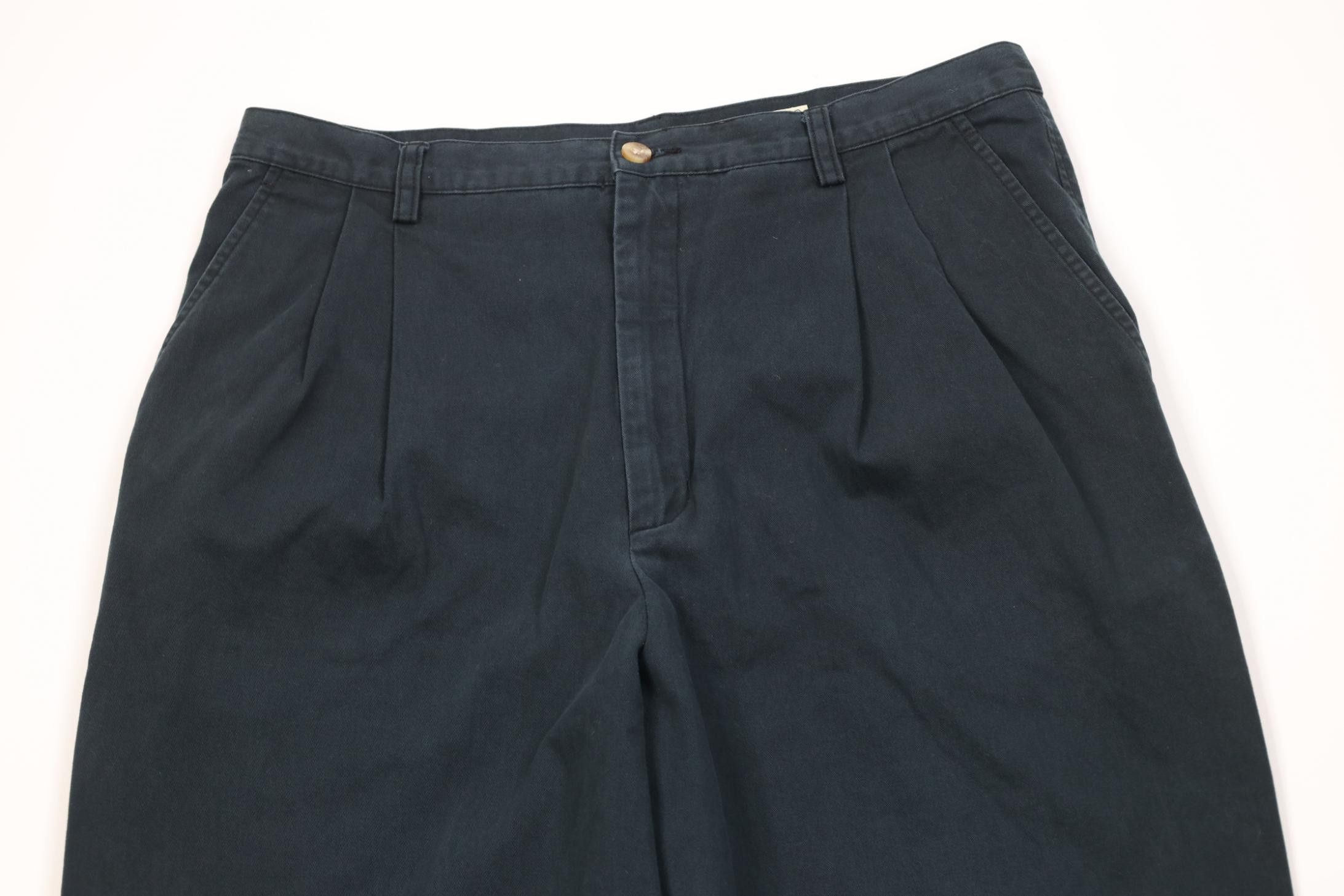 Eddie Bauer Vintage 90s Eddie Bauer Fit Pleated Chino Pants Green Size 38" / US 16 / IT 52 - 2 Thumbnail