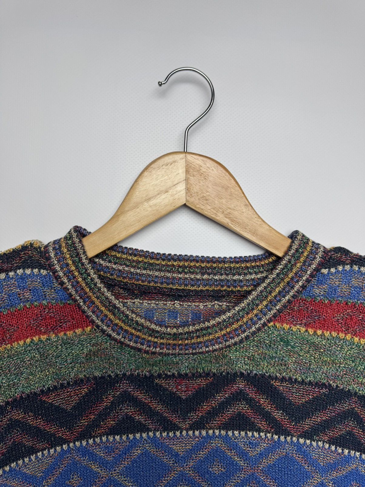 Japanese Brand Vintage 90s Italian Geometric Knit Sweater - Multi-pattern Size US L / EU 52-54 / 3 - 10 Thumbnail