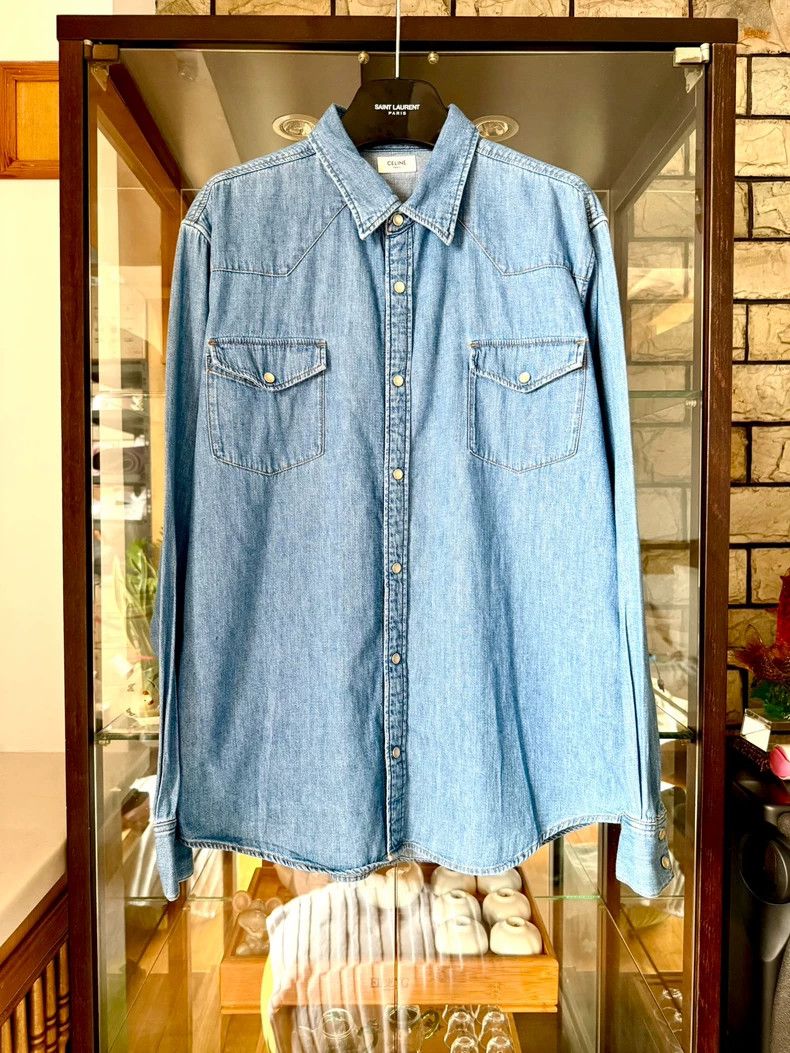 Celine celine 20ss Light Blue Denim Shirt 2506-Nextarrow Size US XXL / EU 58 / 5 - 1 Thumbnail