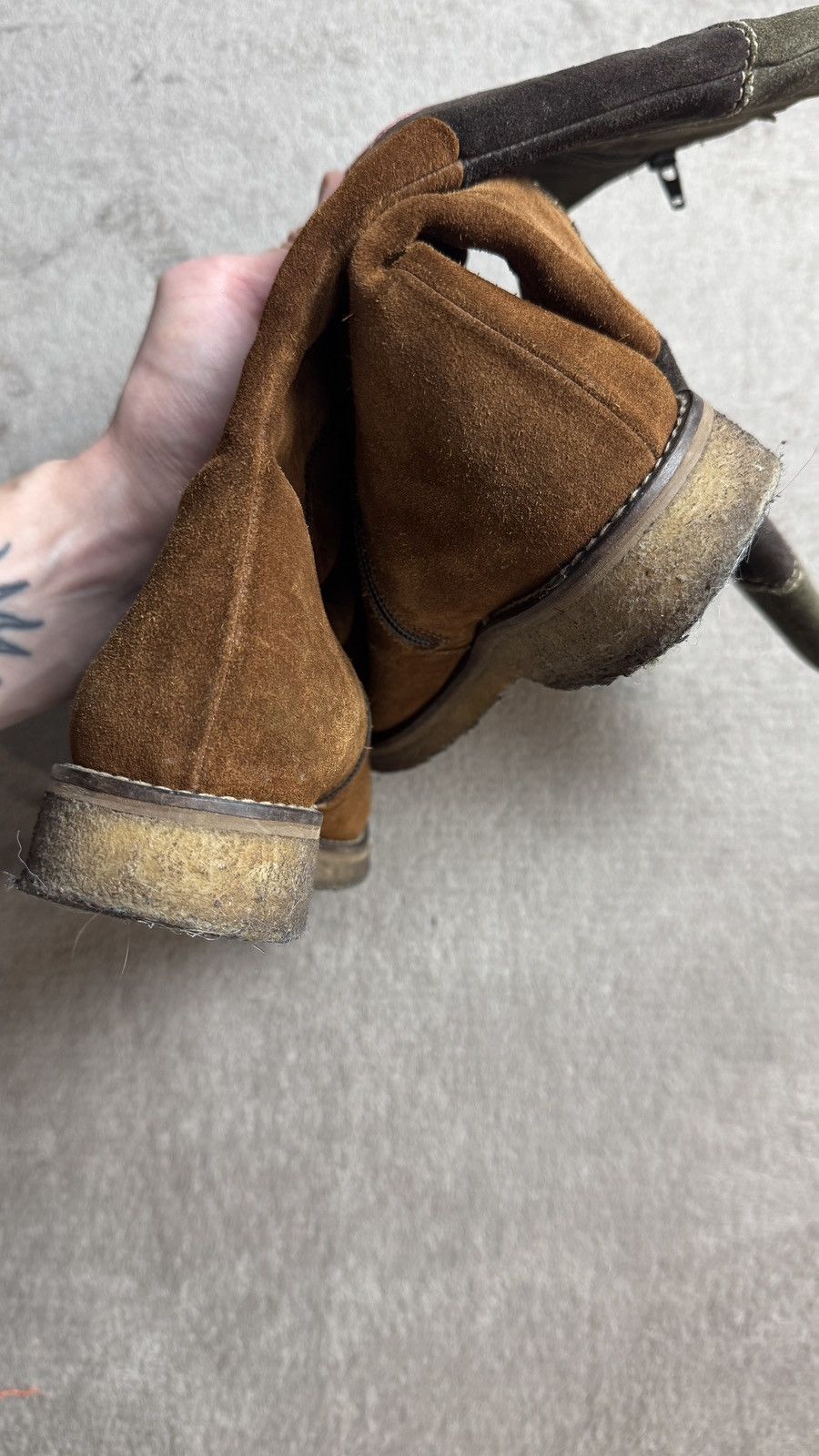 Vintage Faded Boho Patchwork Leather Suede Boots 80 90s cdg gtat Size US 7 / IT 37 - 8 Thumbnail