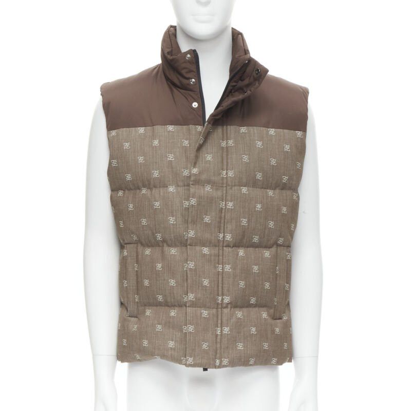 Fendi FENDI script FF Zucca monogram jacquard cotton down puffer vest jacket EU46 Size US S / EU 44-46 / 1 - 1 Thumbnail