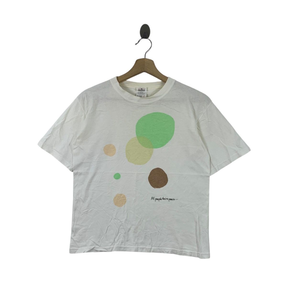 Vintage Vintage POP ART PAINTING All People Desire Peace Tee Shirt Size L / US 10 / IT 46 - 1 Thumbnail