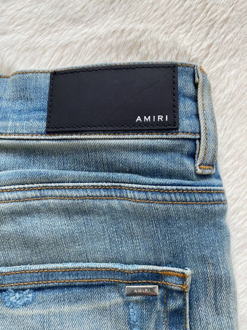 Amiri Amiri Washed Blue Medal Leather and Patchwork Denim Jean Size US 38 / EU 54 - 3 Thumbnail