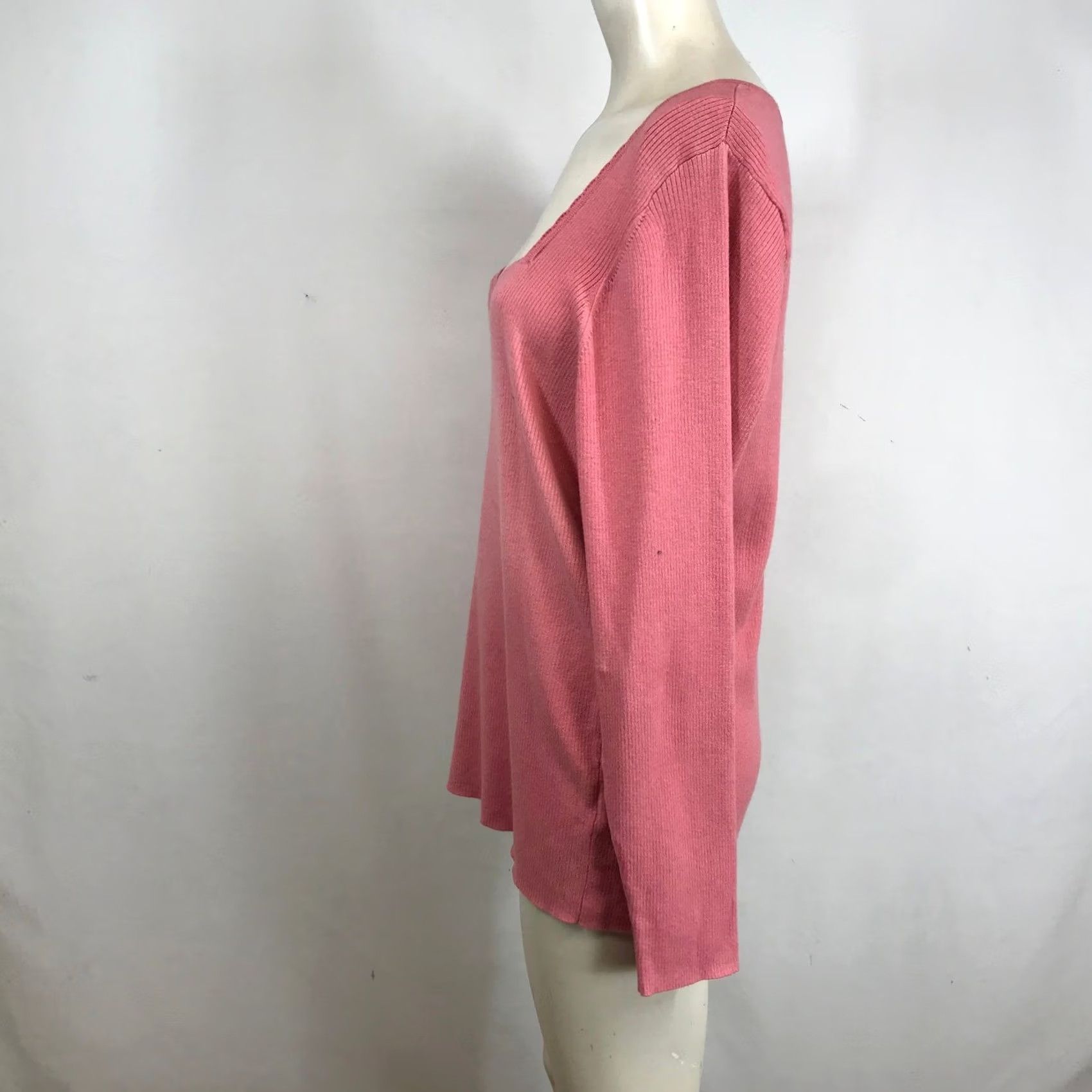 Old Navy Old Navy Pink Ribbed Knit Sweetheart Square Neck Sweater 2X Womens Pullover Knit Shirt Size XXL / US 16-18 / IT 52-54 - 6 Thumbnail