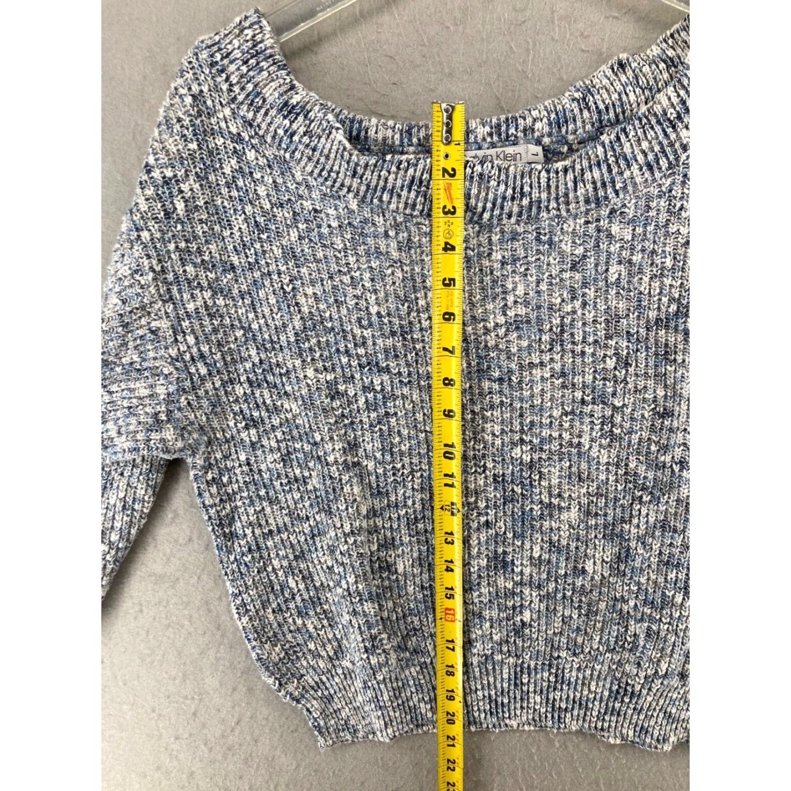 Calvin Klein VINTAGE Calvin Klein Sweater Large Blue Cable-Knit Boat Neck Long Sleeve Casual 90s Womens USA MADE Size L / US 10 / IT 46 - 3 Thumbnail