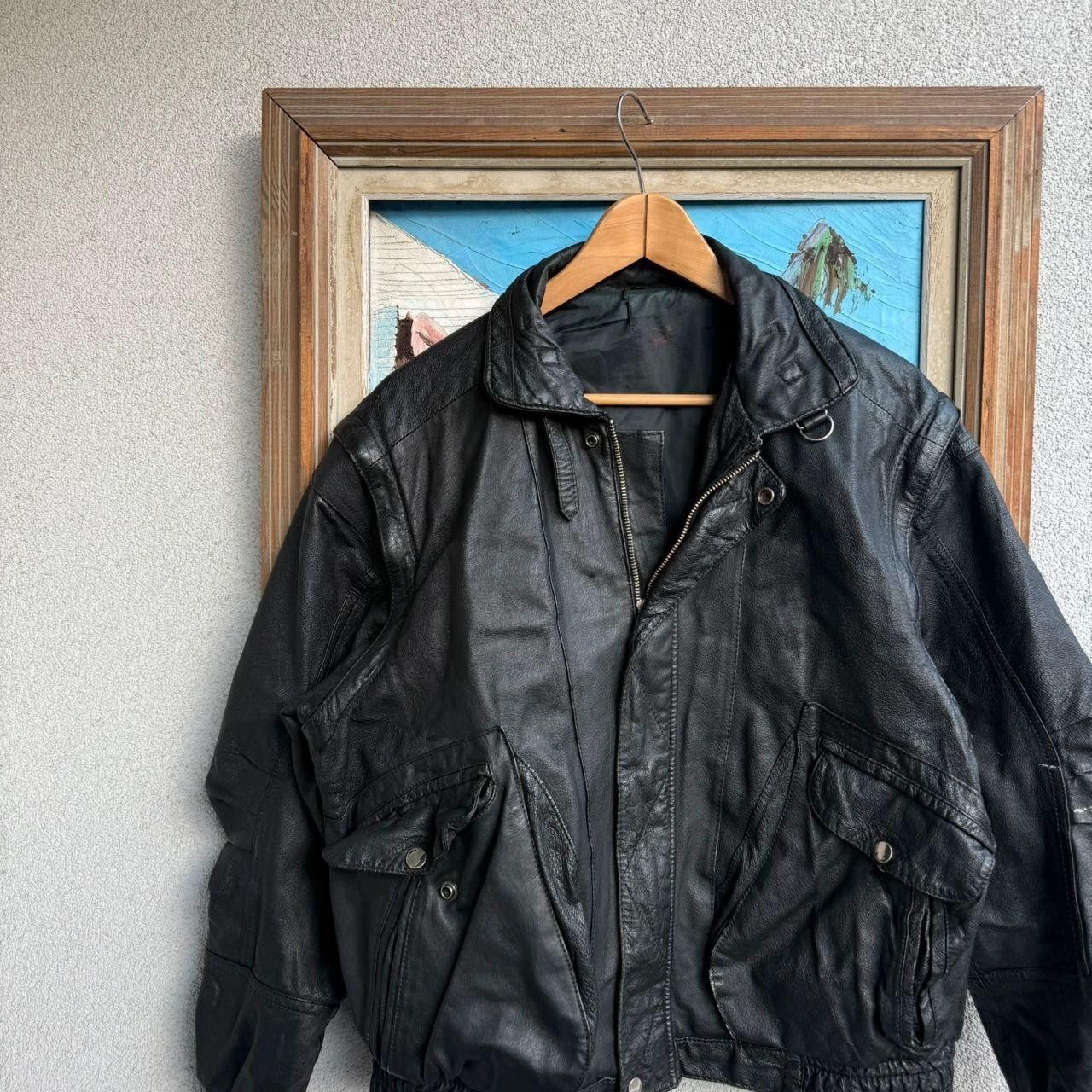 Vintage Vintage 90s Real Leather Jacket Black Cropped Boxy Size US L / EU 52-54 / 3 - 3 Thumbnail