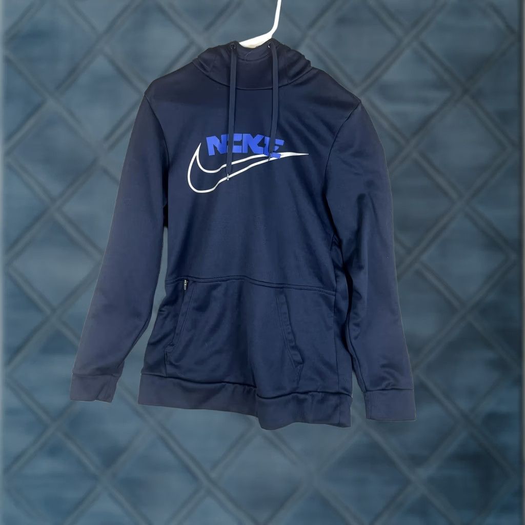 Nike Nike Hoodie Pullover Mens S Blue Therma-FIT Zip Pocket Graphic Print Sweatshirt Size US S / EU 44-46 / 1 - 1 Thumbnail