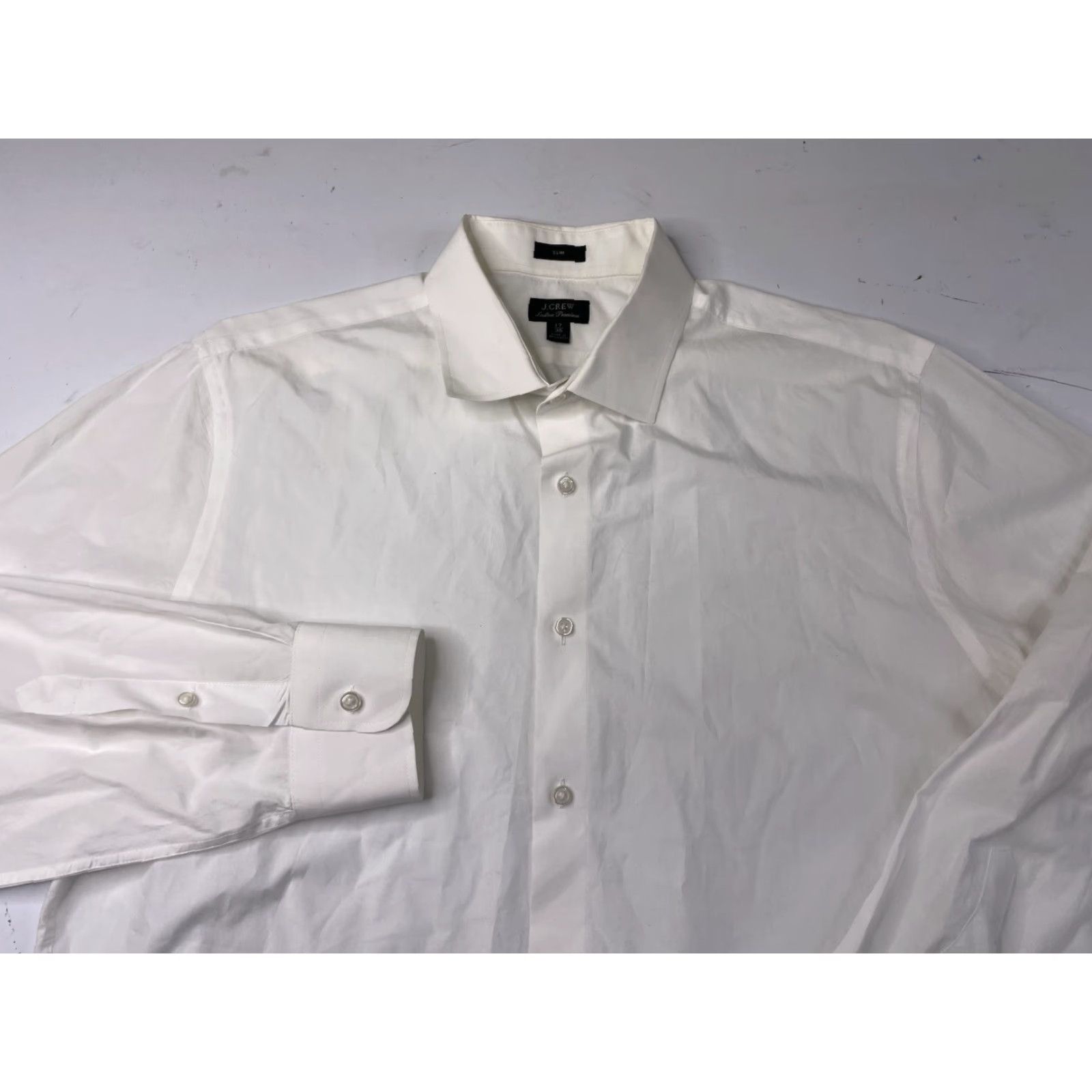 J.Crew J.CREW Ludlow Dress Shirt Mens 17/35 White Button Up Regular Collar Point Barrel Cuff Size 46R - 2 Thumbnail