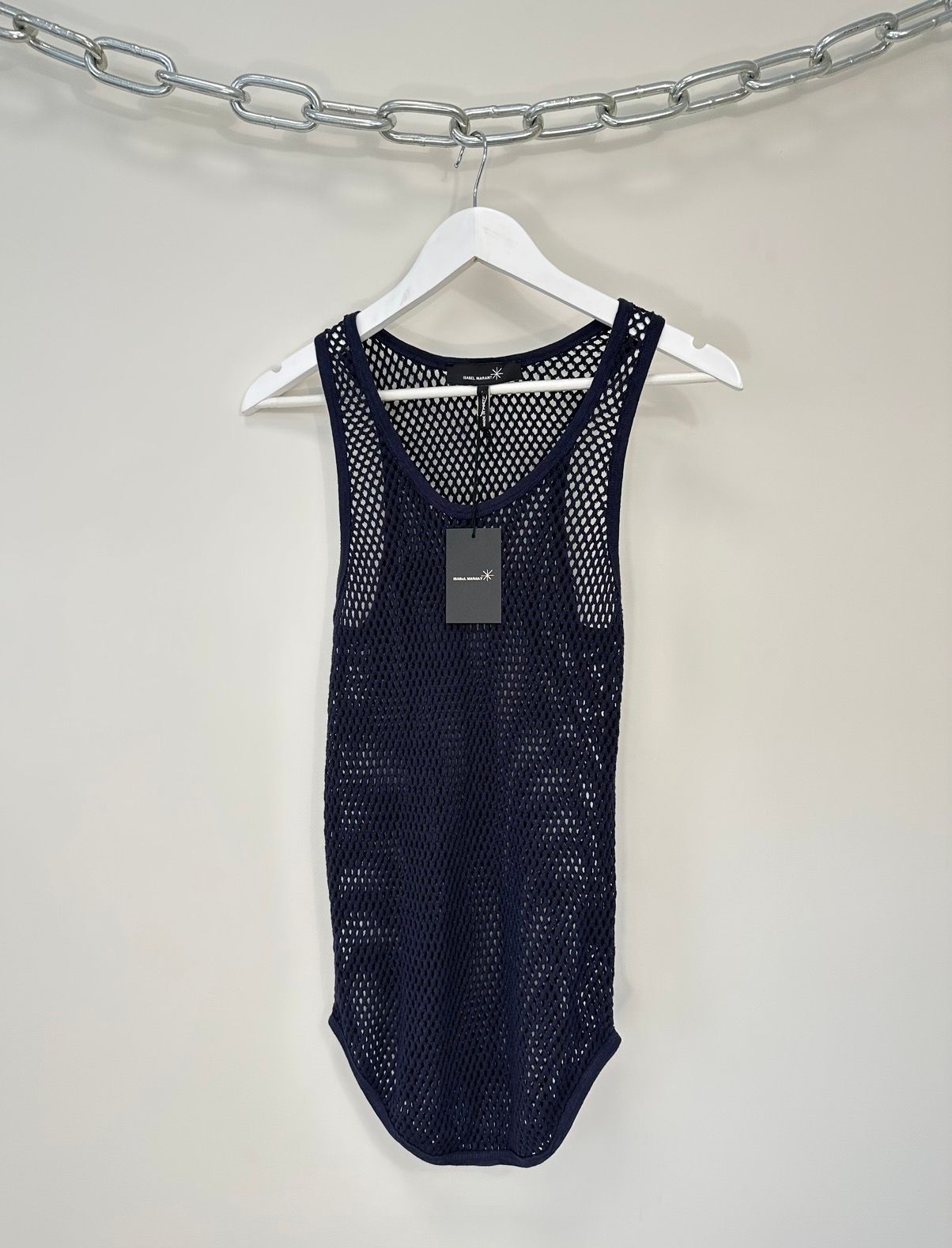 Pre-owned Isabel Marant Fishnet Tank Top Sleeveless T-shirt In Navy