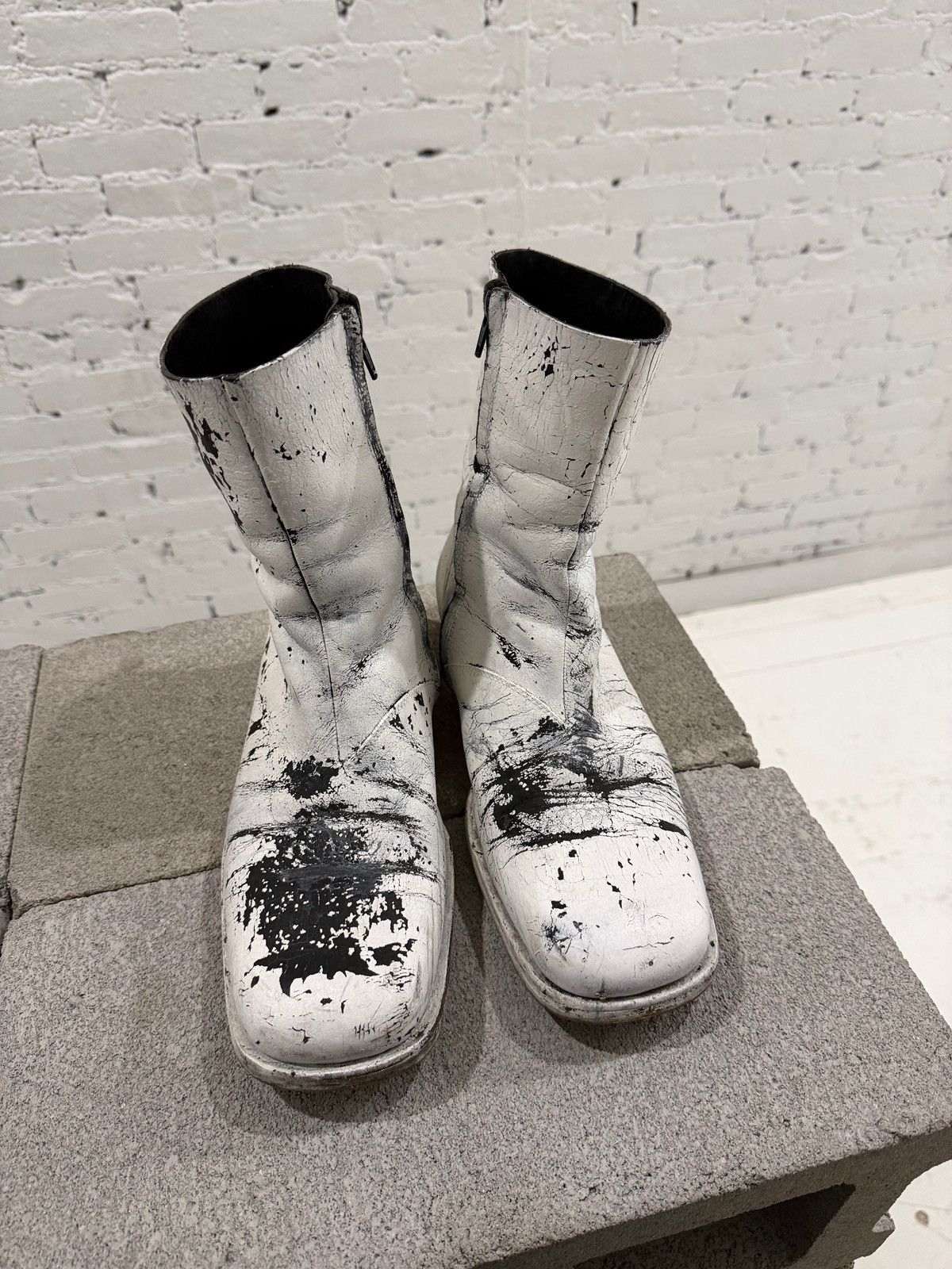 Maison Margiela 2002 MAISON MARTIN MARGIELA PAINTED SQUARE TOE BOOTS Size US 10 / EU 43 - 3 Thumbnail