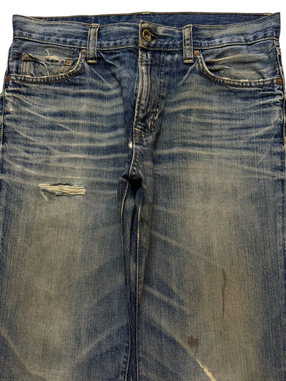 Uniqlo Vintage Y2K Uniqlo Mud Wash Whiskers Distress Wide Leg Loose Size US 34 / EU 50 - 3 Thumbnail