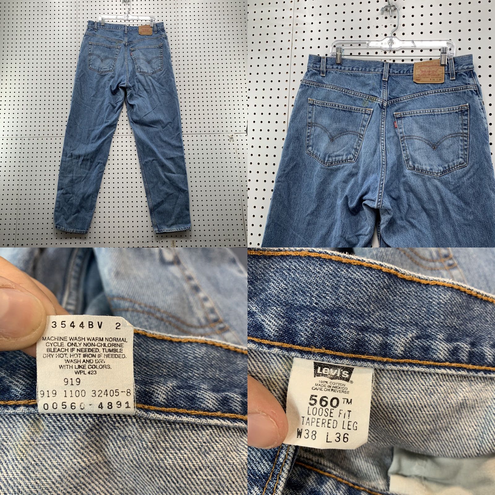 Levi's VINTAGE Levi's 560 Jeans – Denim – Men – Size 38 – 36x35 Loose Tapered – Blue – 5-Pocket – Regular Inseam – Relaxed Fit - Mens Size US 38 / EU 54 - 8 Thumbnail