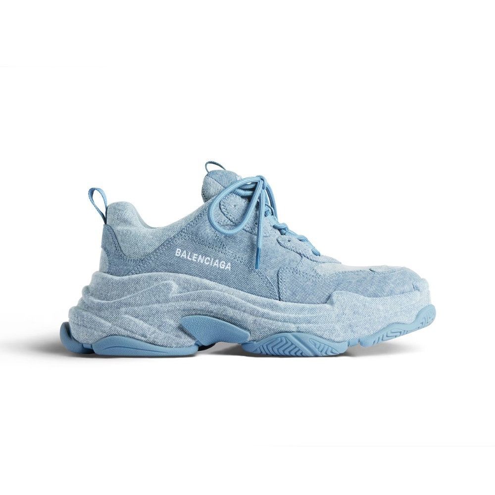 Balenciaga o1w1db10526 Triple S Denim Sneakers in Blue Size US 7 / IT 37 - 1 Thumbnail