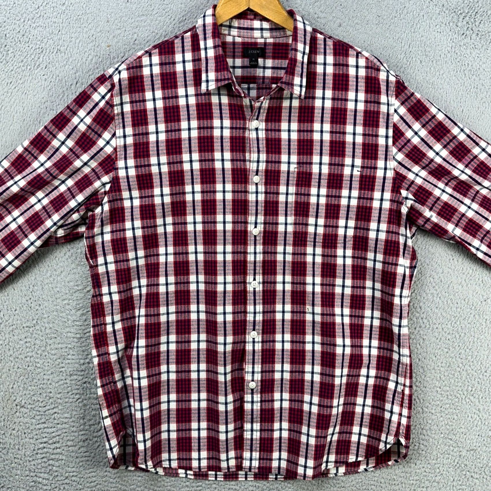 J.Crew J. Crew Shirt Button Up Mens XL Red Blue Plaid Long Sleeve Pockets Regular Fit Size US XL / EU 56 / 4 - 4 Thumbnail