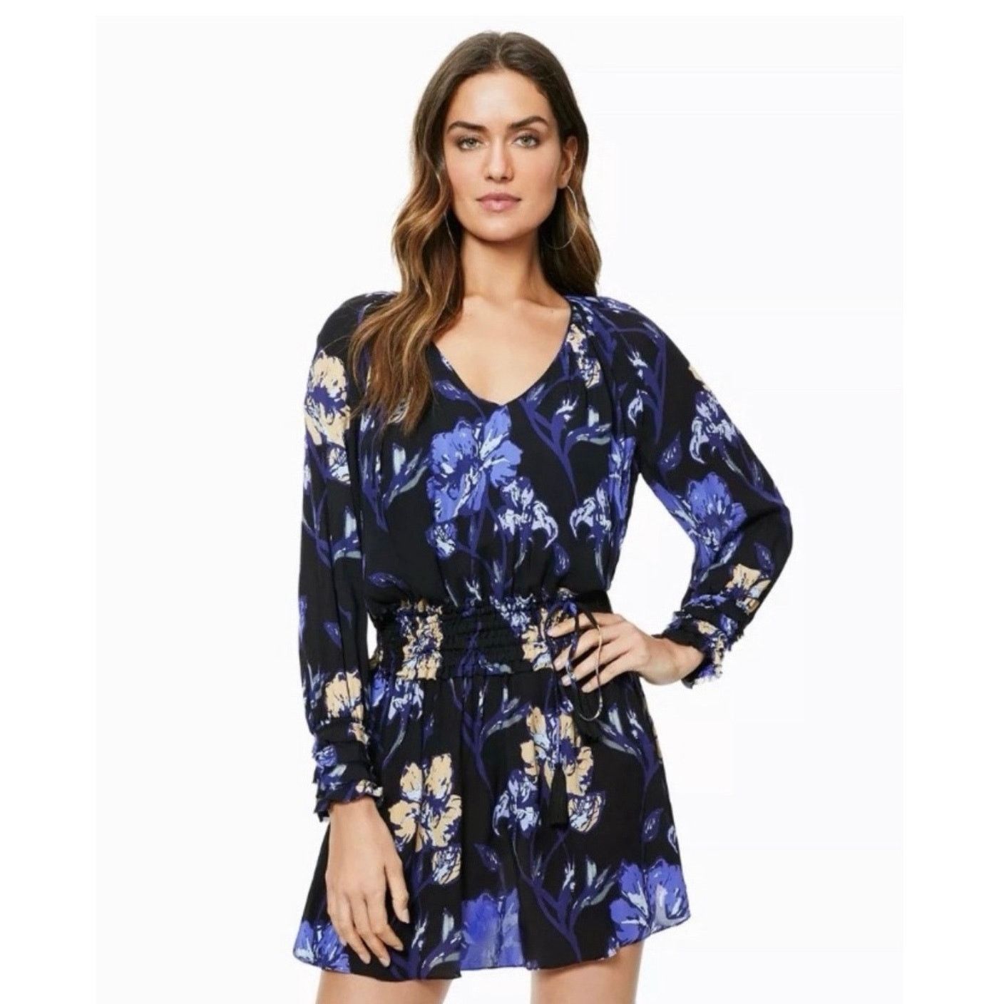 Ramy Brook RAMY BROOK MINI DRESS MILENE SILK FLORAL RUFFLE SMOCKE SZ S Size S / US 4 / IT 40 - 3 Thumbnail