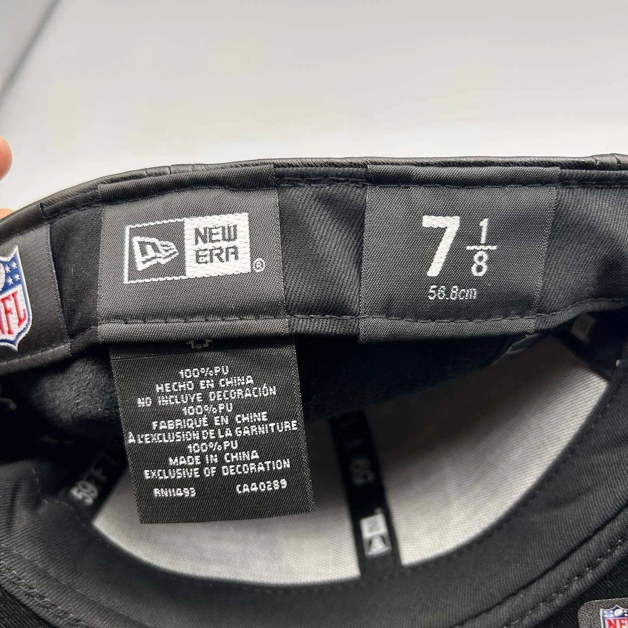 New Era Las Vegas Raiders Hat Men 7 1/8 Black PU Leather Fitted Cap Size ONE SIZE - 5 Thumbnail