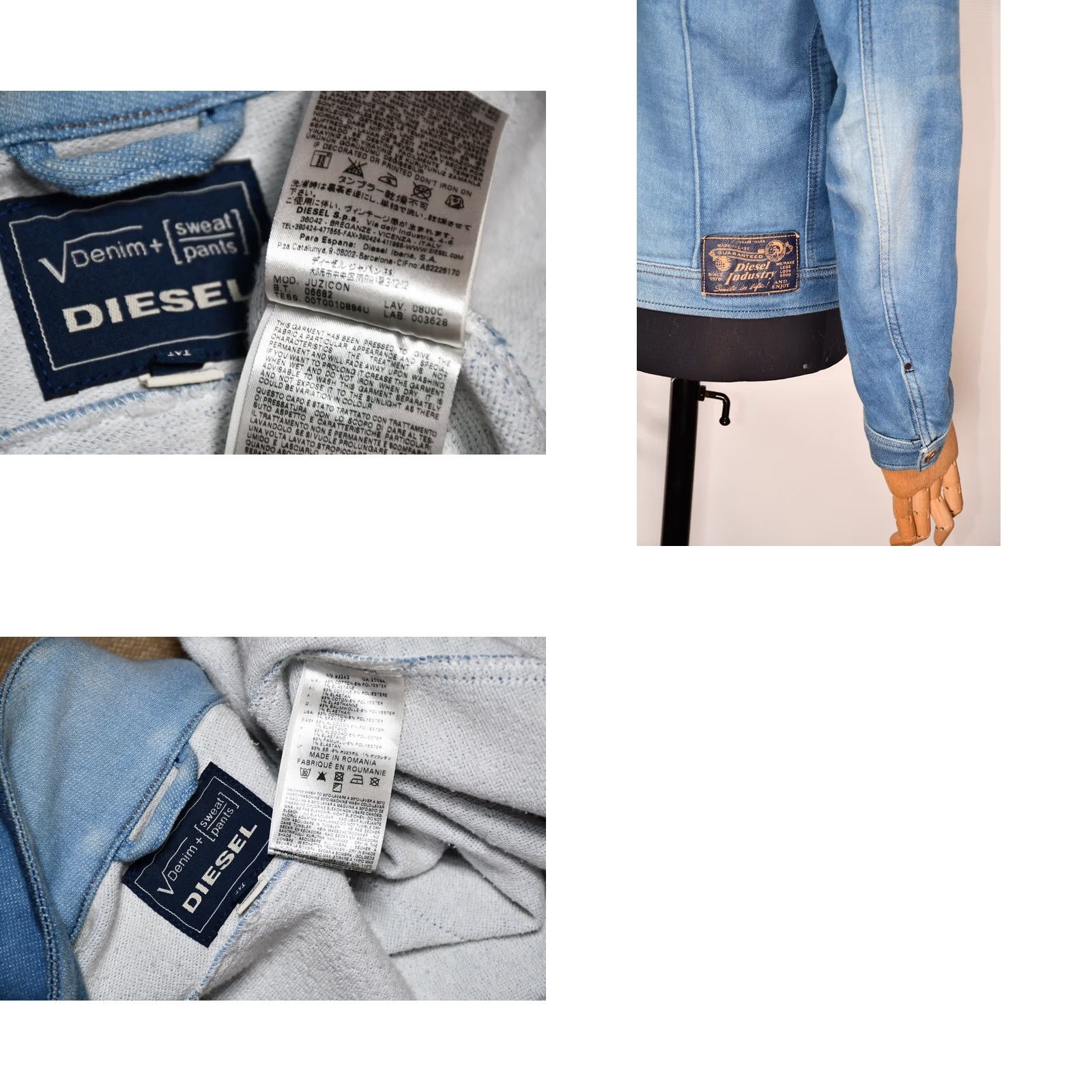 Diesel Diesel Juzicon Denim Jogg Sweat Distressed Men's Jacket Blue M Size US M / EU 48-50 / 2 - 9 Thumbnail