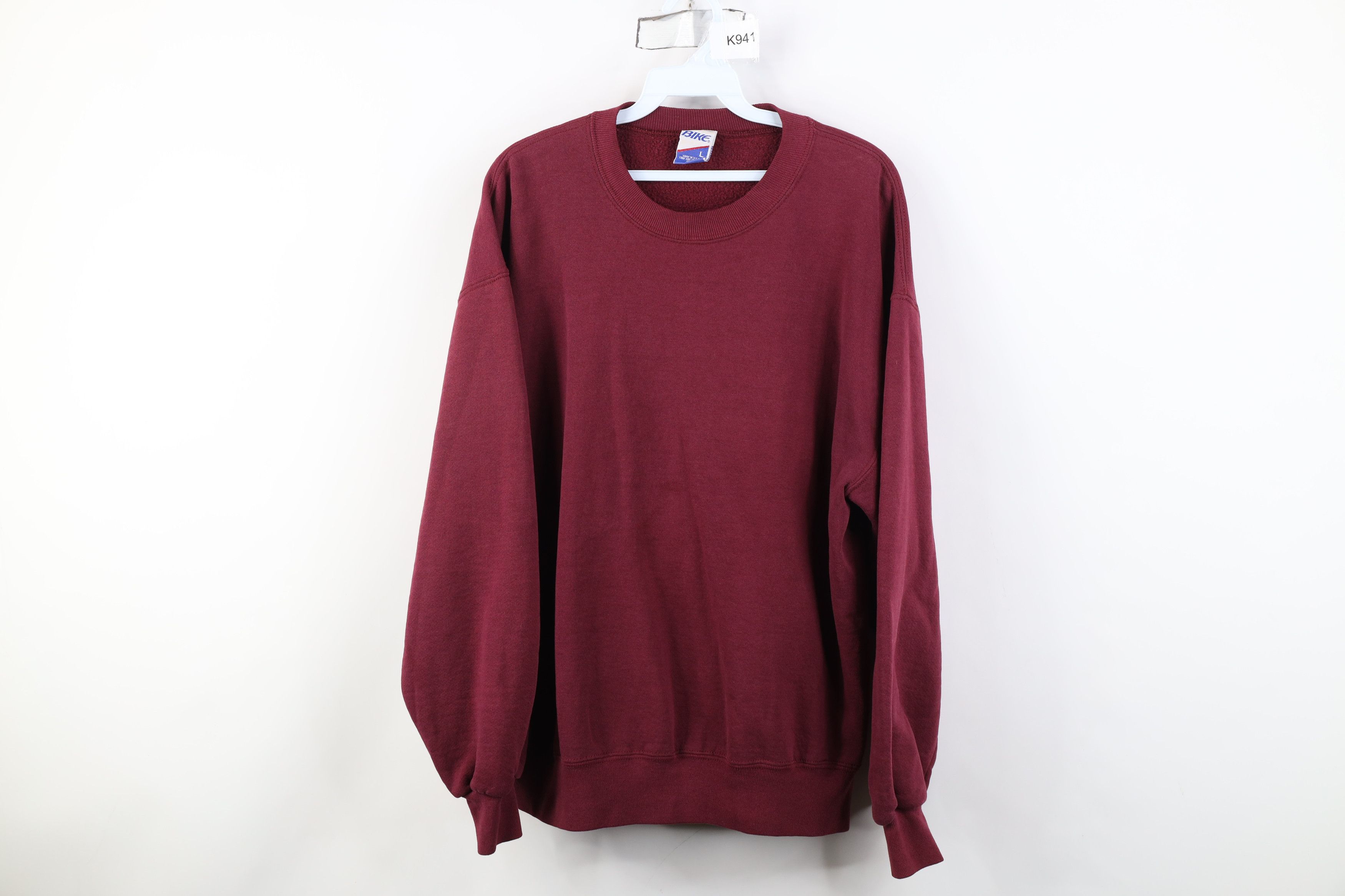 Vintage Vintage 90s Bike Blank Crewneck Sweatshirt Burgundy Red USA Size US L / EU 52-54 / 3 - 1 Thumbnail