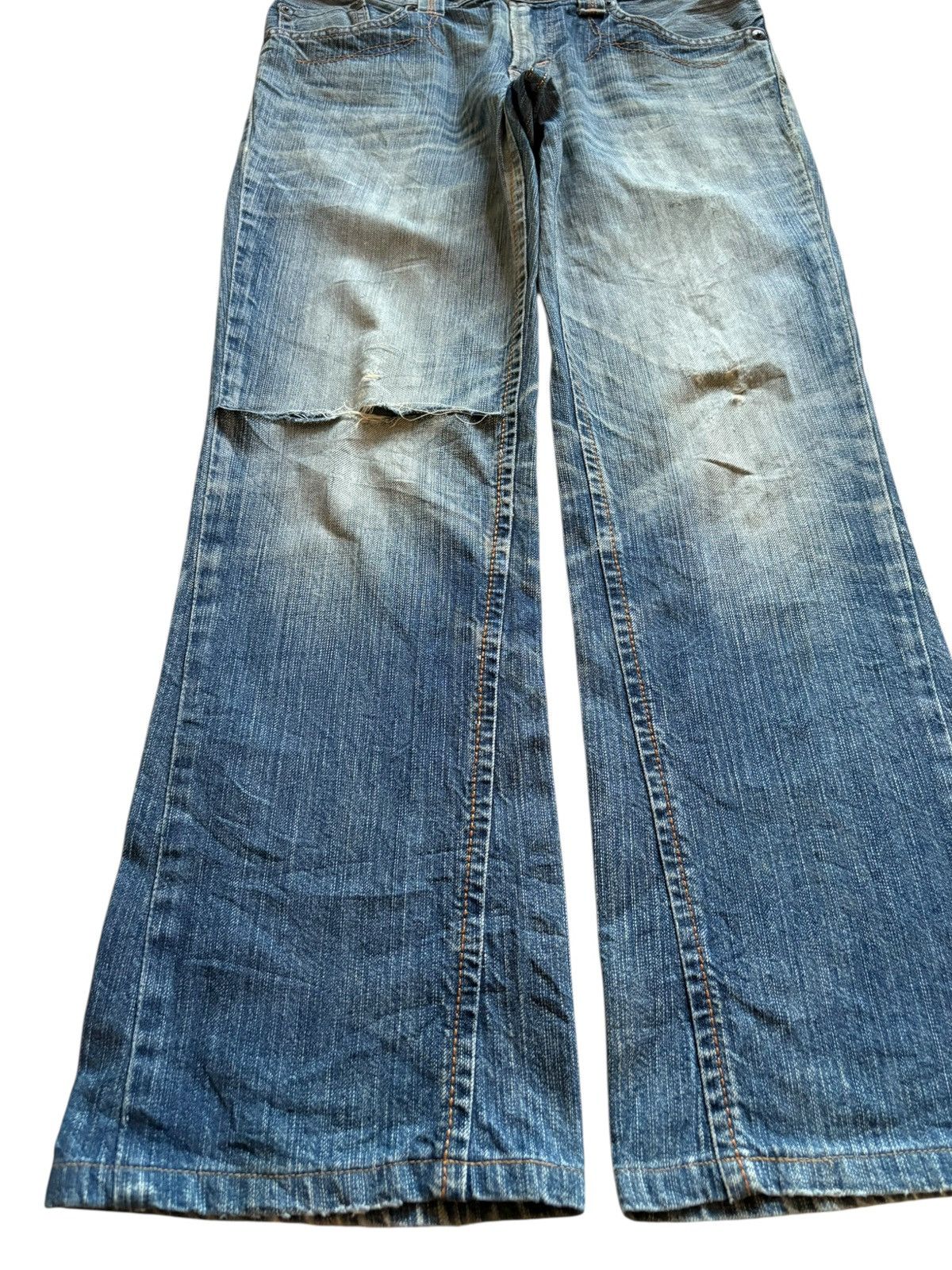 Edwin × Japanese Brand Exclusive Vintage Edwin Mud Wash Ripped Flare Jean Size US 31 - 6 Thumbnail