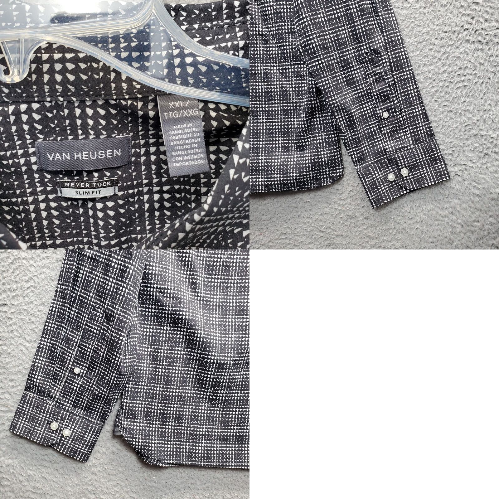 Van Heusen Van Heusen Mens XXL Multi Check Print Golf Shirt Slim Fit Button-Up Casual Size US XXL / EU 58 / 5 - 8 Thumbnail