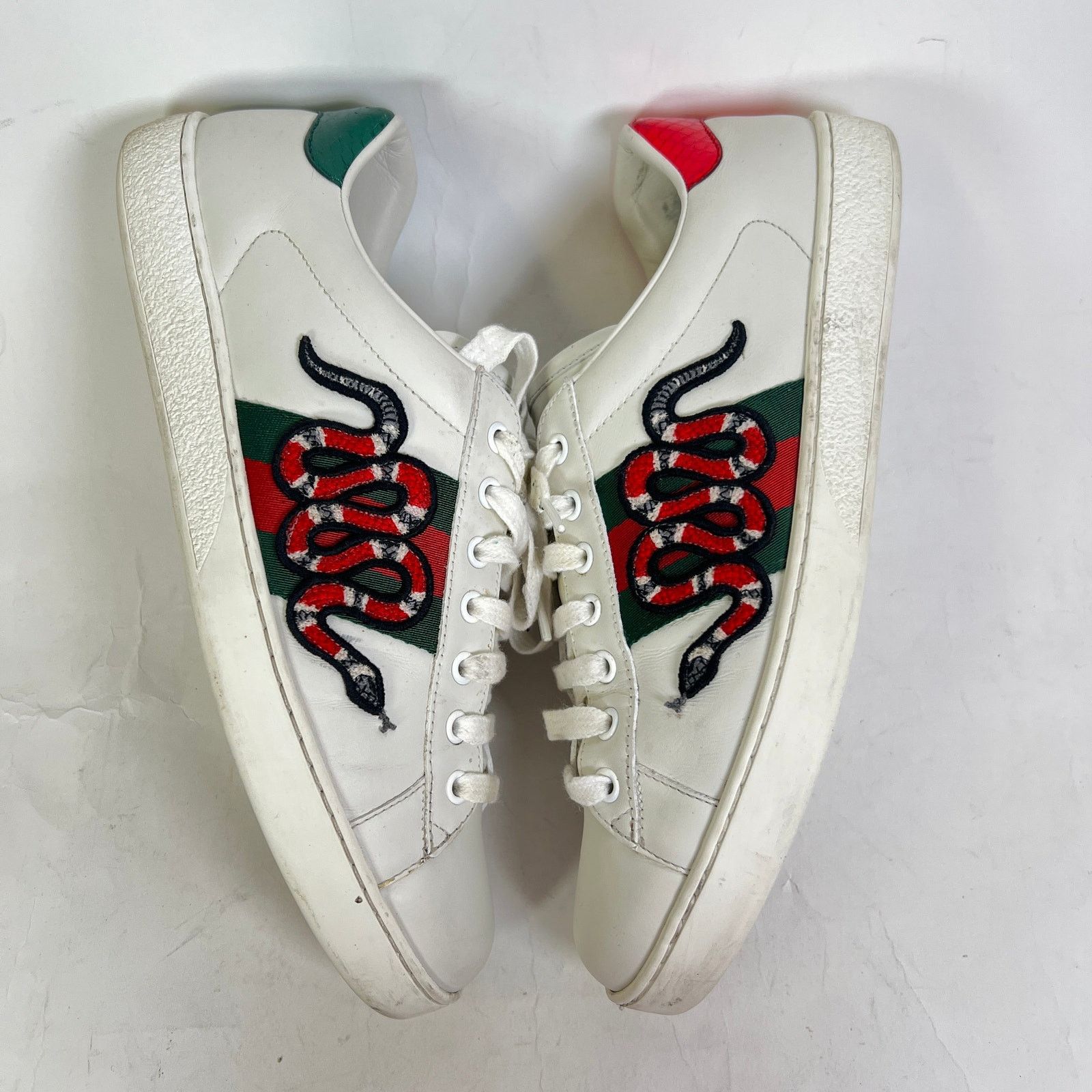 Gucci Gucci White Embroidered Snake Ace Lowtop Sneakers Size US 7.5 / EU 40-41 - 4 Thumbnail