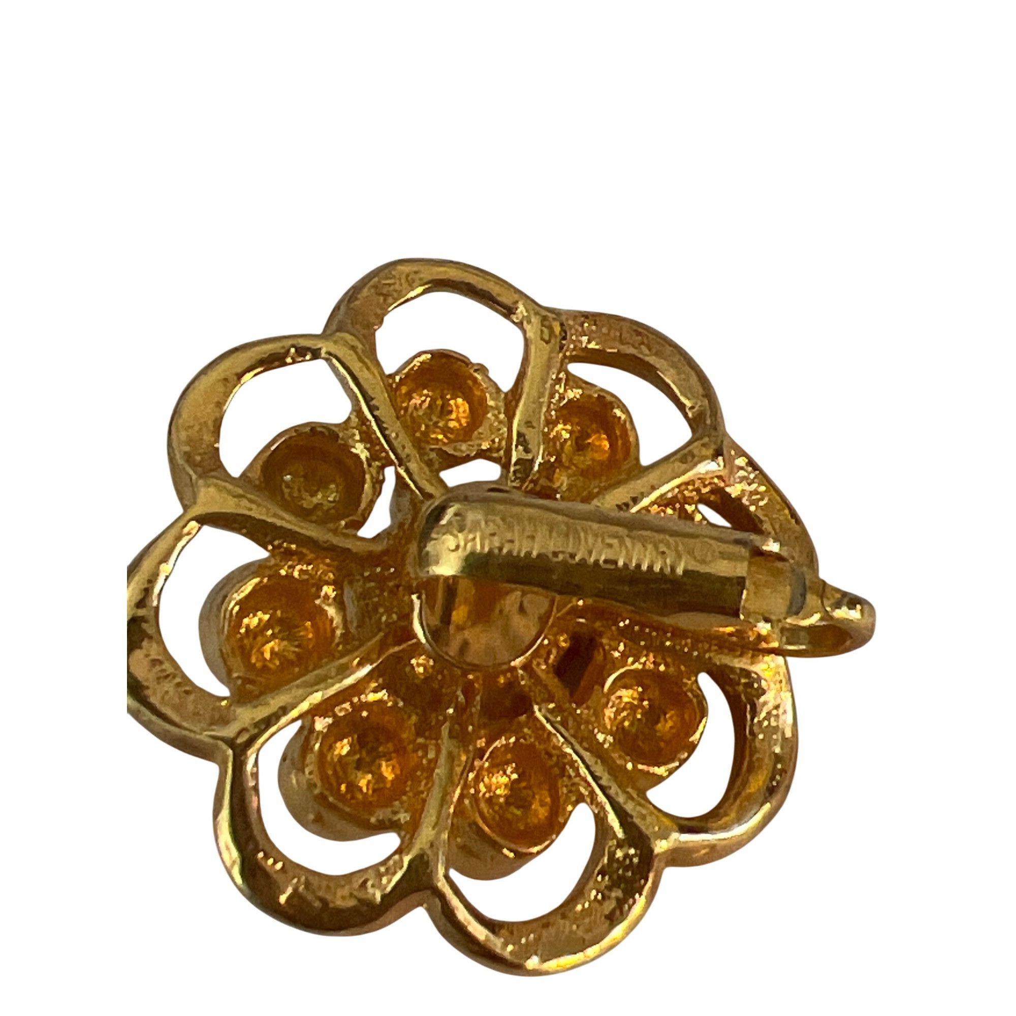 Other Vintage Sarah Coventry Gold Tone Clip On Flower Earrings Ope Size ONE SIZE - 4 Thumbnail