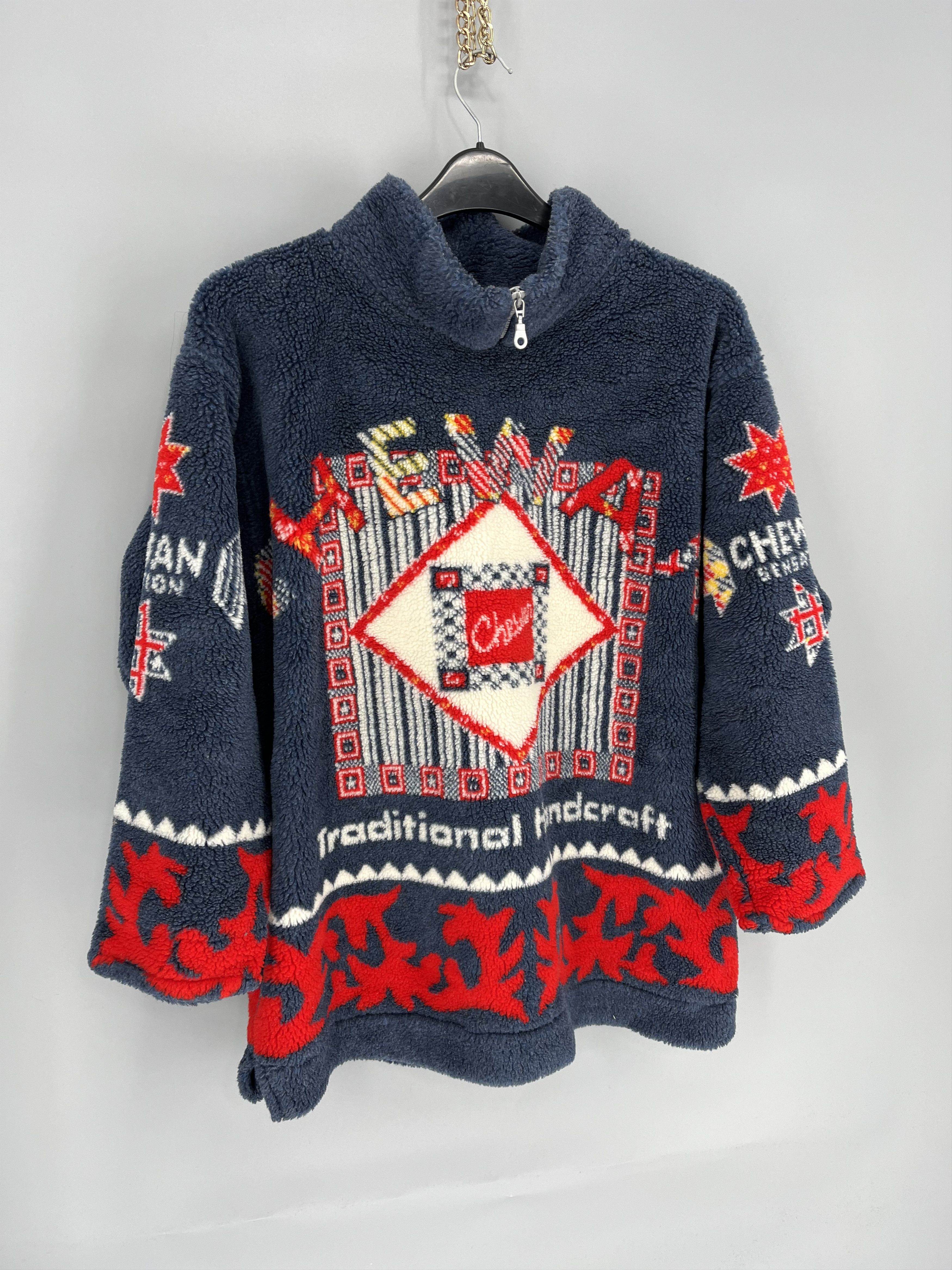Vintage Vintage 90s Chewan Traditional Handcraft Fleece Sweater Size US L / EU 52-54 / 3 - 2 Thumbnail