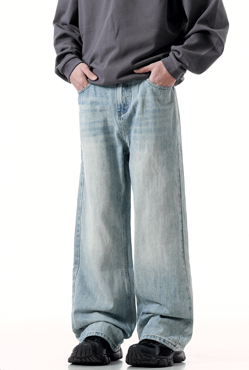 Japanese Brand × Vintage Street retro blue distressed washed straight loose jeans Size US 32 / EU 48 - 2 Thumbnail