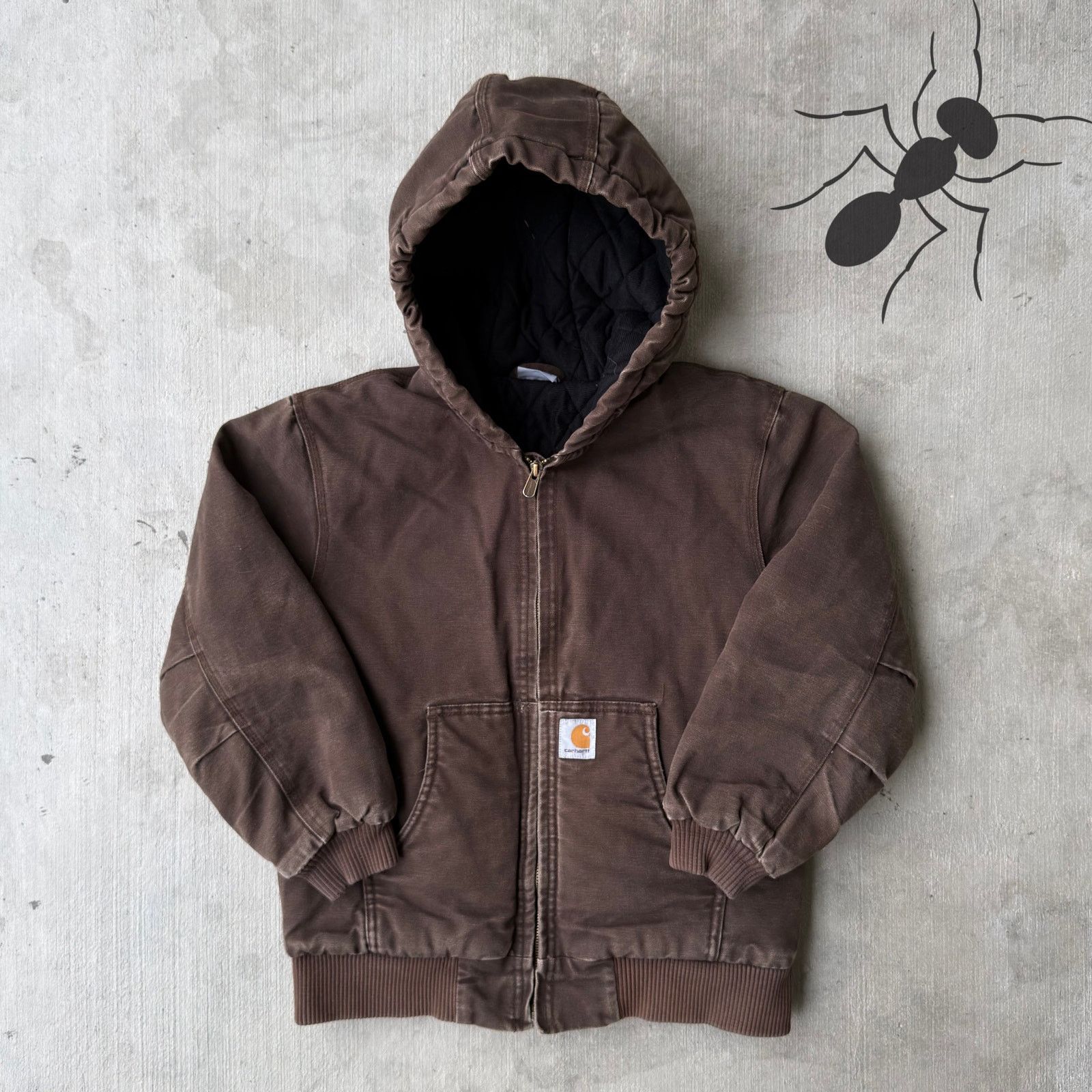 Carhartt × Vintage Carhartt YOUTH brown hooded work wear jacket Size US XS / EU 42 / 0 - 1 Thumbnail
