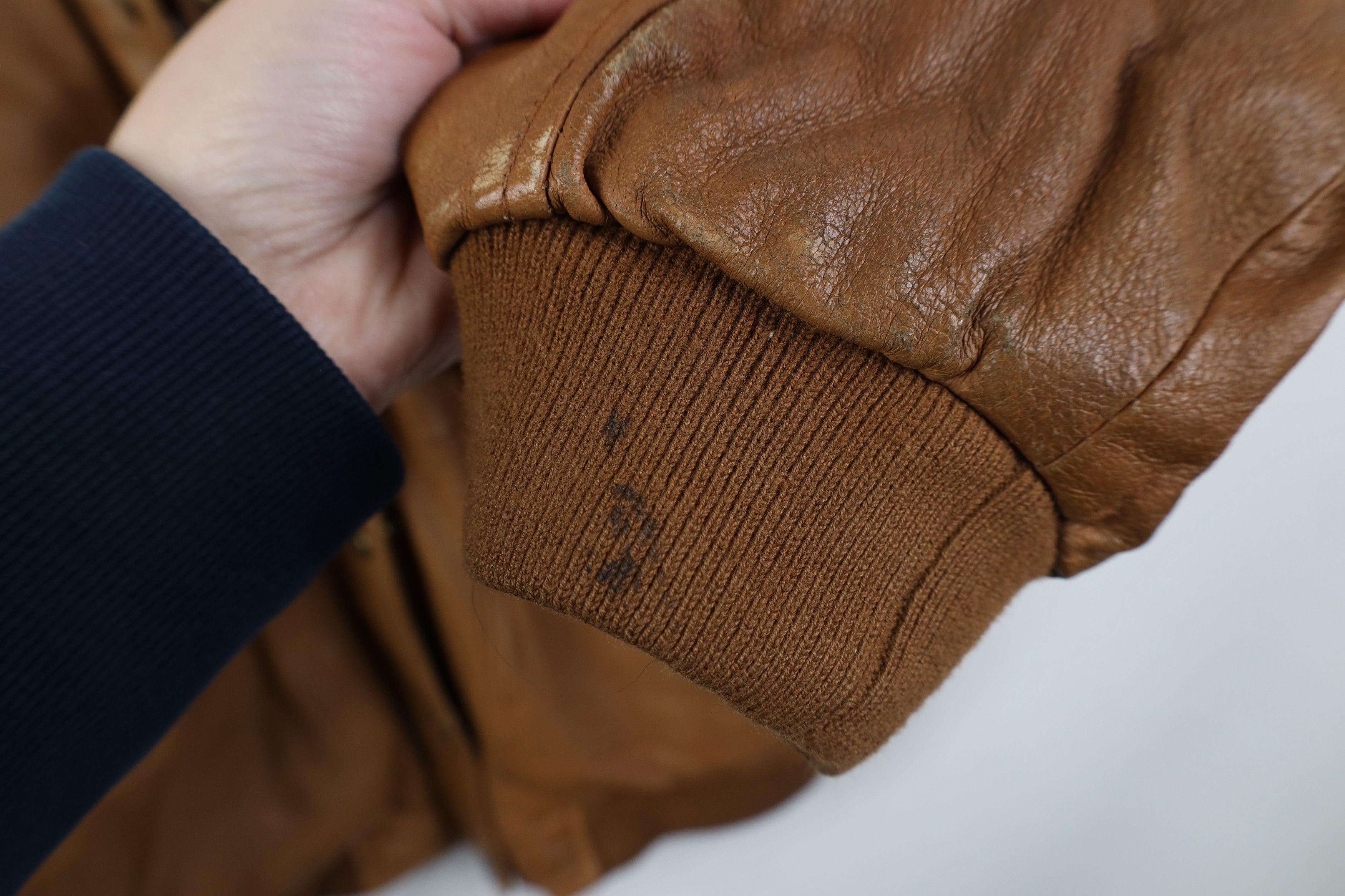 Vintage Vintage 90s Streetwear Full Zip Leather Flight Bomber Jacket Size L / US 10 / IT 46 - 10 Thumbnail