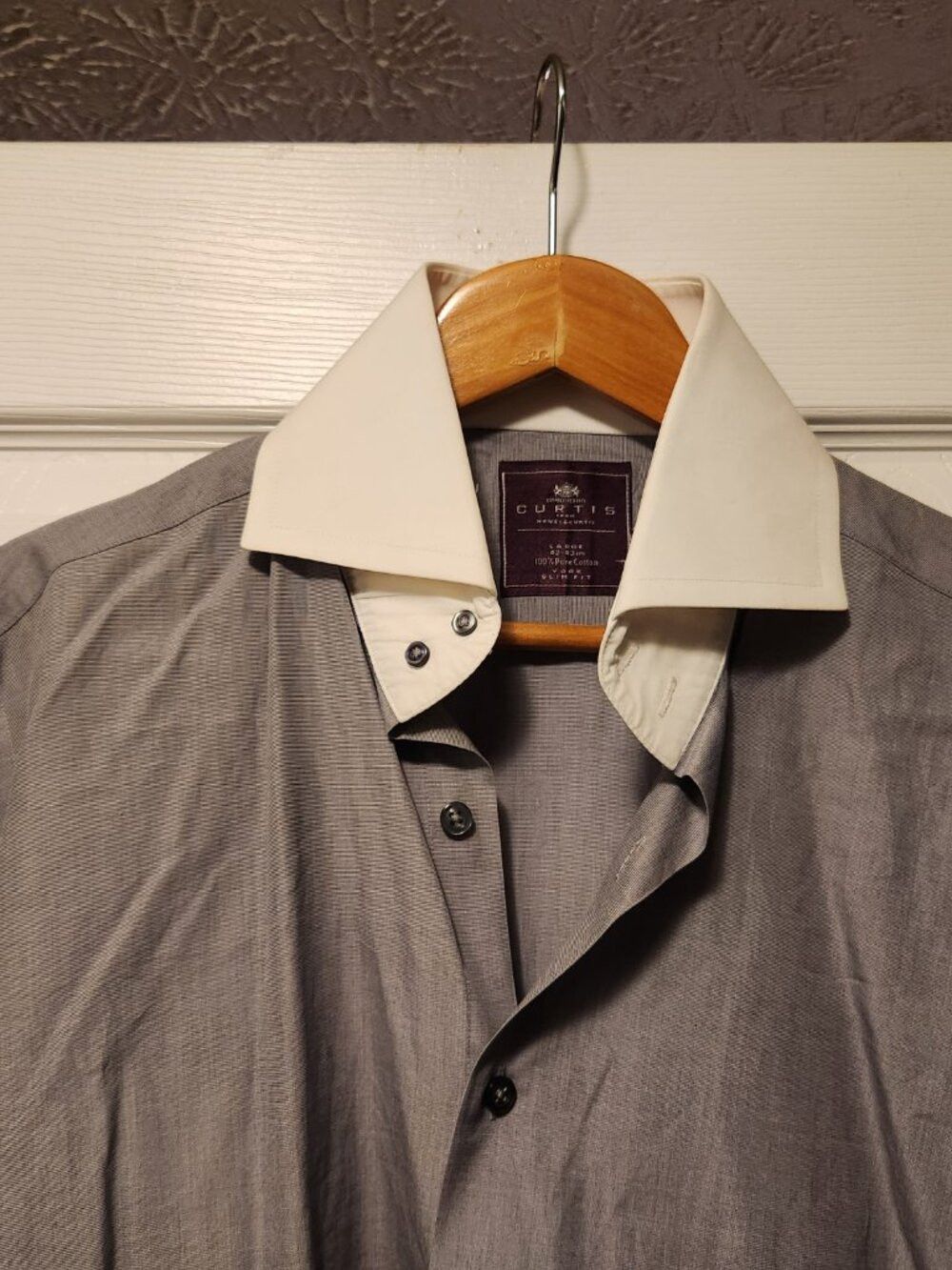 Hawes & Curtis Hawes & Curtis men's gray 100% cotton dress shirt size: L Size US L / EU 52-54 / 3 - 4 Thumbnail
