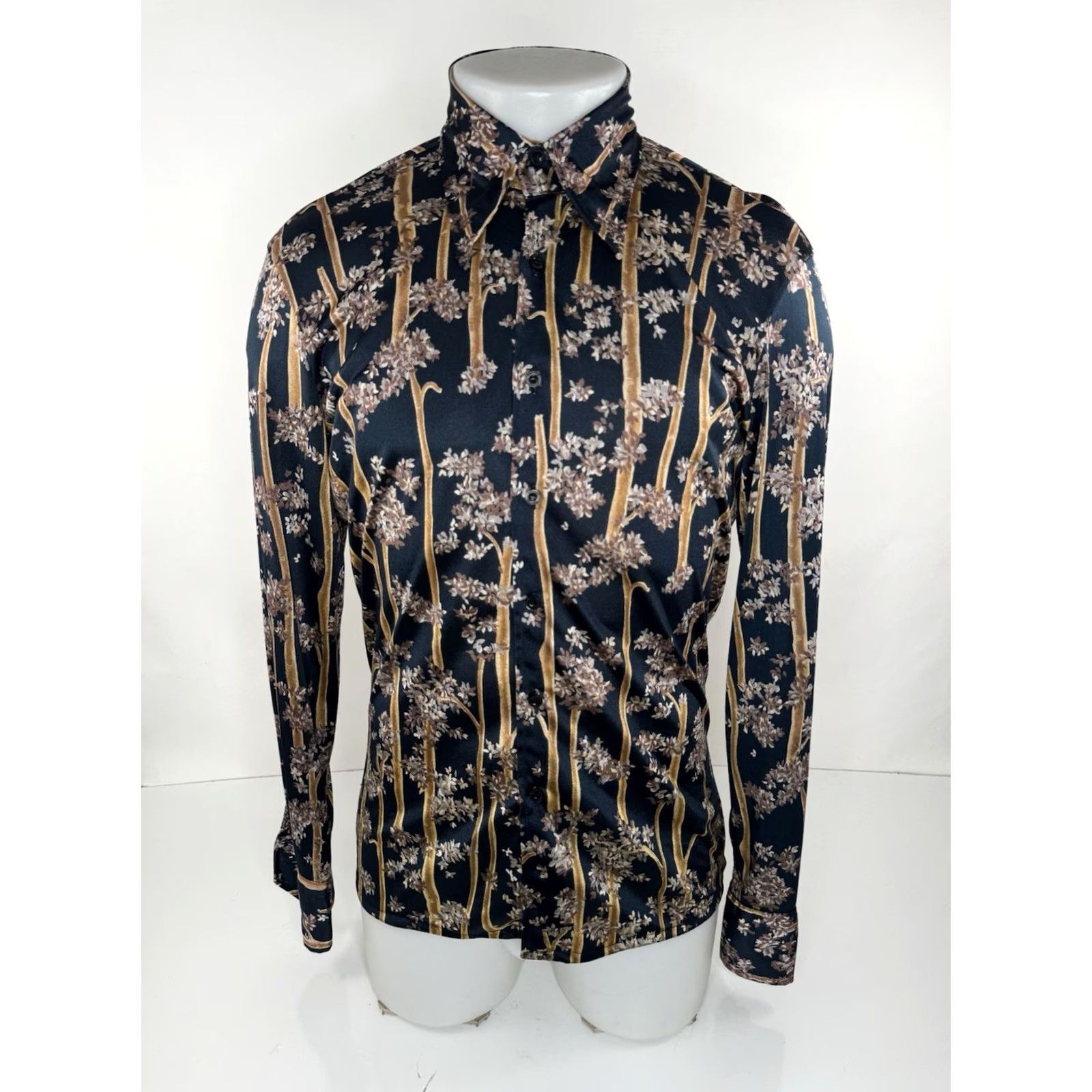 Vintage NIK NIK Italy Floral 60s 70s Vintage Disco Collar Mens S/M Shirt Size US M / EU 48-50 / 2 - 2 Thumbnail