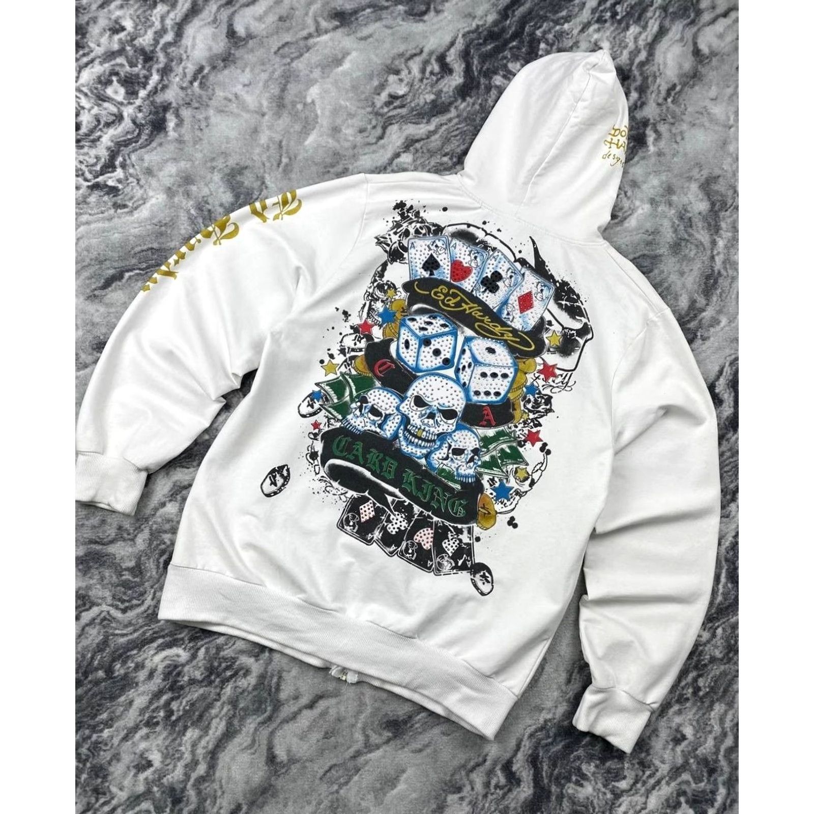 Ed Hardy VINTAGE Ed Hardy By Christian Audigier Hoodie Full Zip Logo Men L White Size US L / EU 52-54 / 3 - 2 Thumbnail