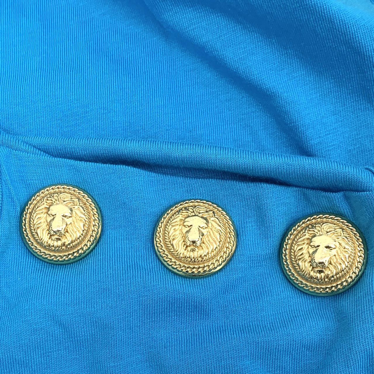 Balmain Balmain Blue Logo Gold Foil Cotton Sleeveless Vest K26WX Size XS / US 0-2 / IT 36-38 - 6 Thumbnail