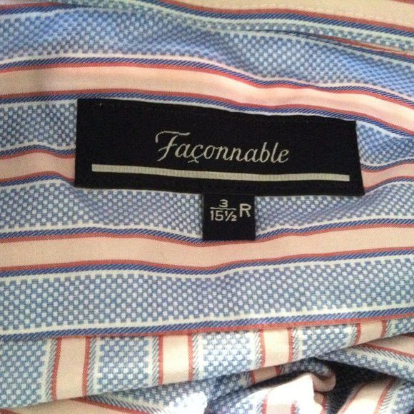 Faconnable FACONNABLE MENS BLUE COTTON DRESS SHIRT SIZE: 15.5 Size US M / EU 48-50 / 2 - 6 Thumbnail