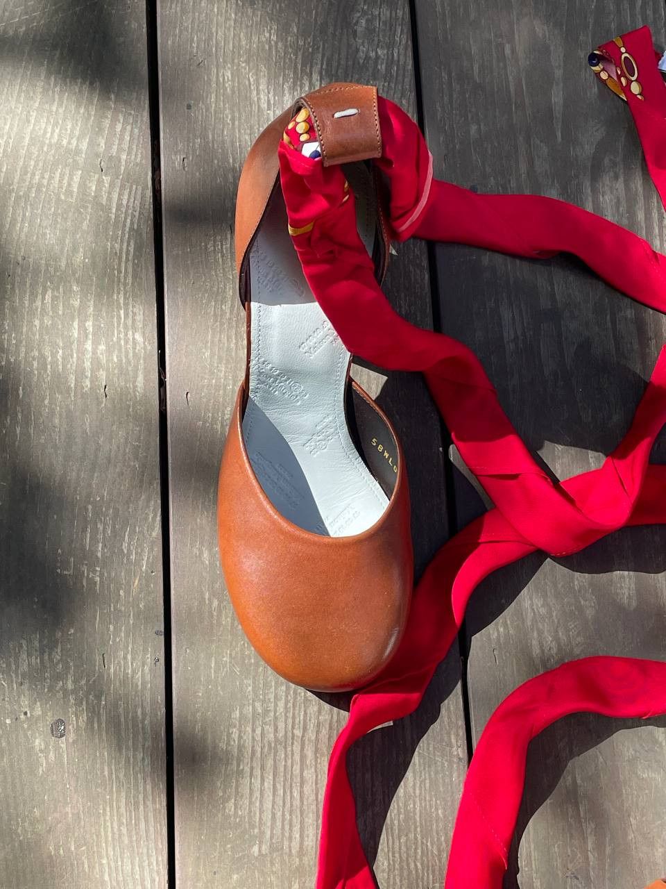 Maison Margiela Maison Margiela Scarf-Tie Brown Leather Block Heels Pumps Size US 9 / IT 39 - 15 Thumbnail