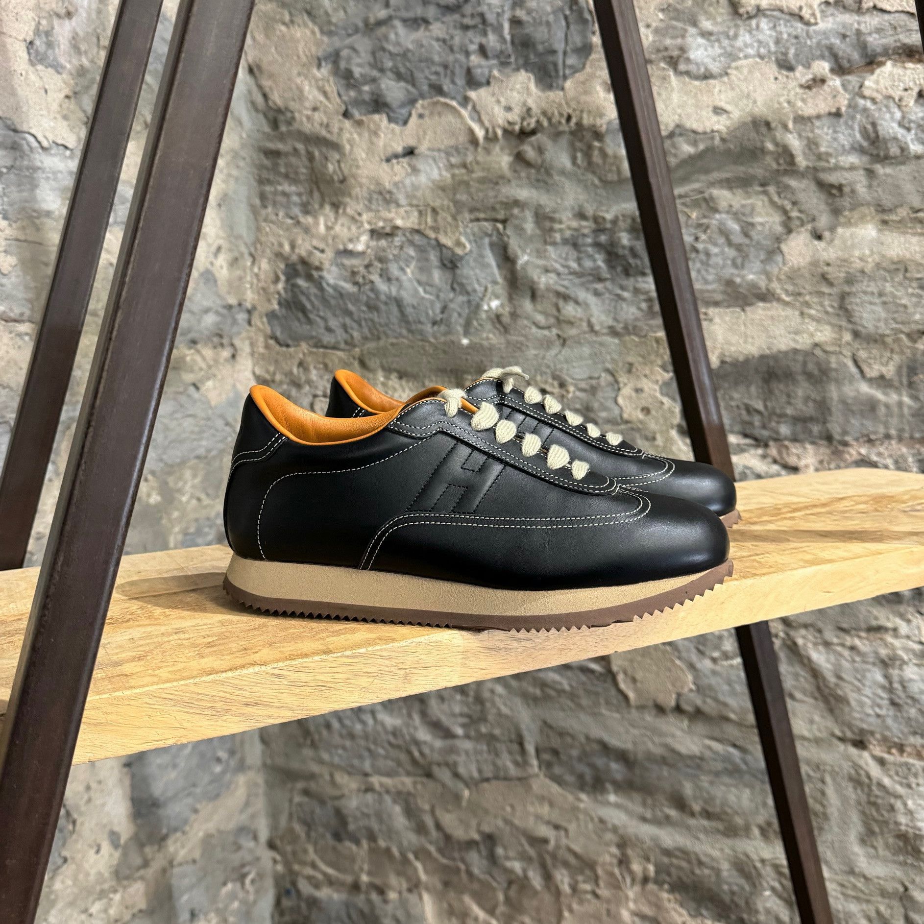 Hermes Hermès Black Leather Quick H Platform Sneakers Size US 10.5 / IT 40.5 - 1 Thumbnail