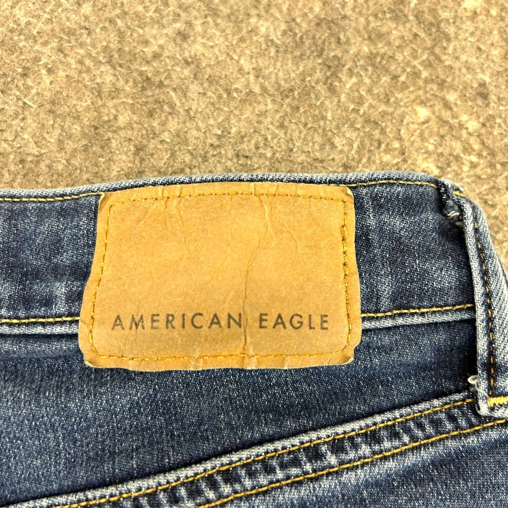 American Eagle Outfitters American Eagle Jeans Mens Slim 26x28 Blue Dark Wash Straight Leg 5-Pocket Denim Cotton Slim Fit Cowboy Logo Distressed Vintage: No Mens Size US 26 / EU 42 - 4 Thumbnail