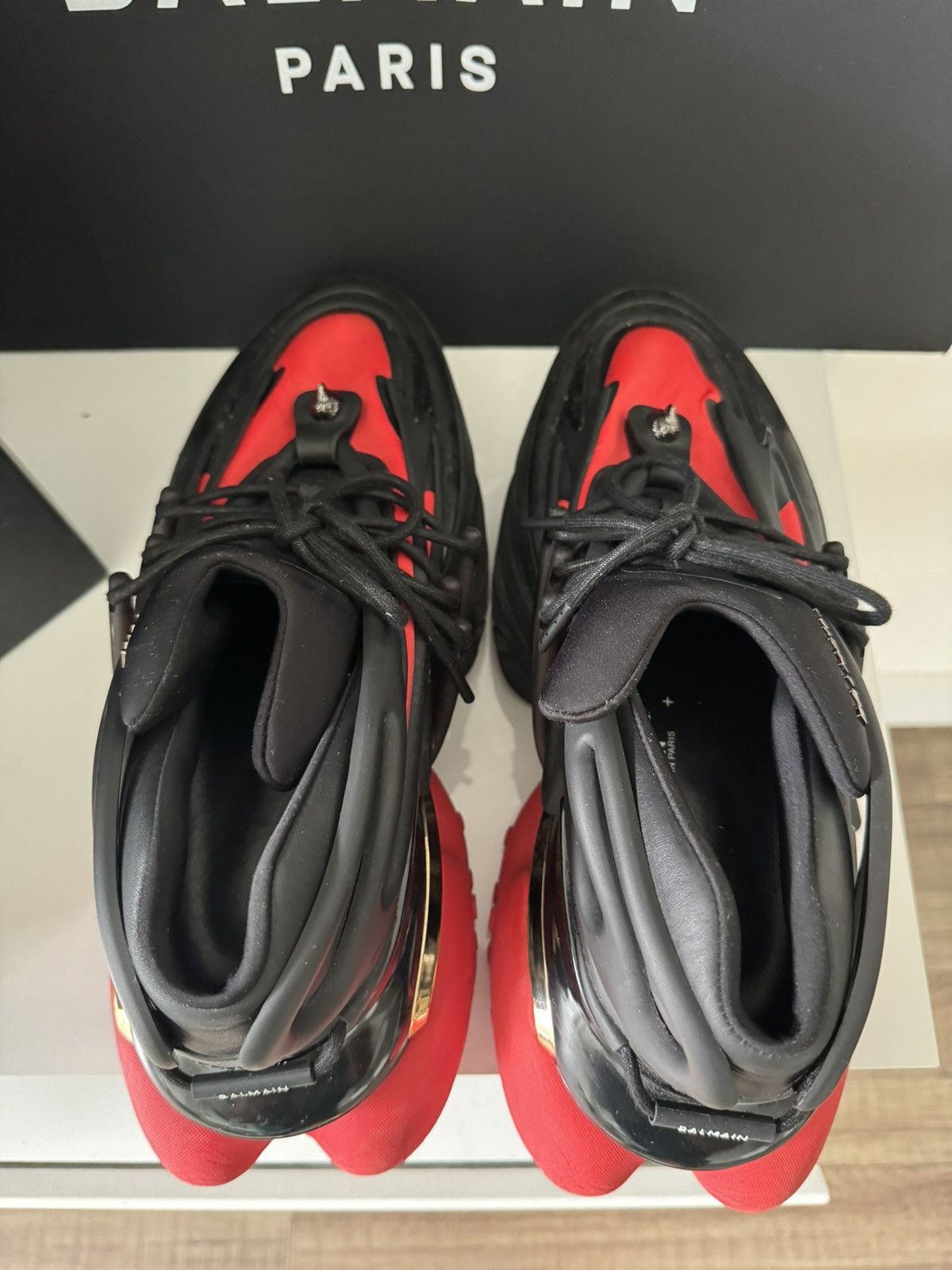 Balmain Unicorn low-top trainers in neoprene and calfskin Size US 9 / EU 42 - 7 Thumbnail