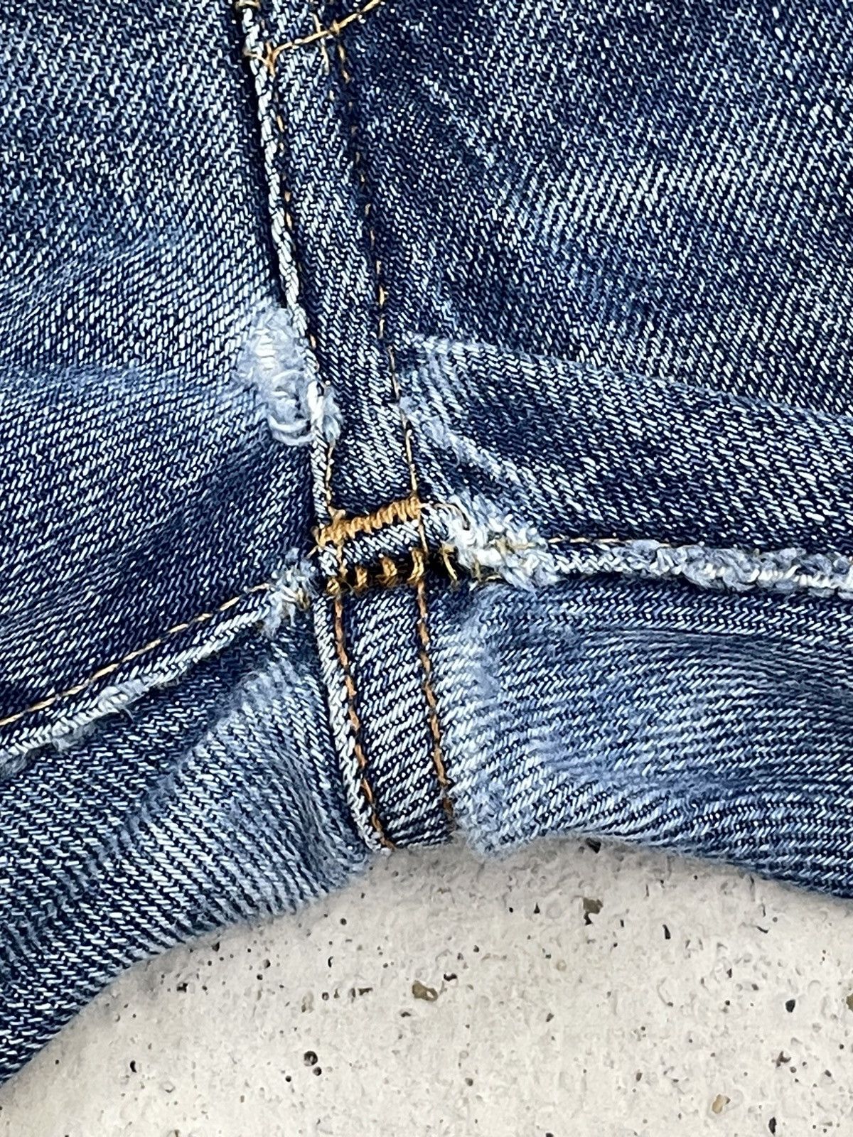 Levis 505 Talon Big E Redline Selvedge Repro Distressed