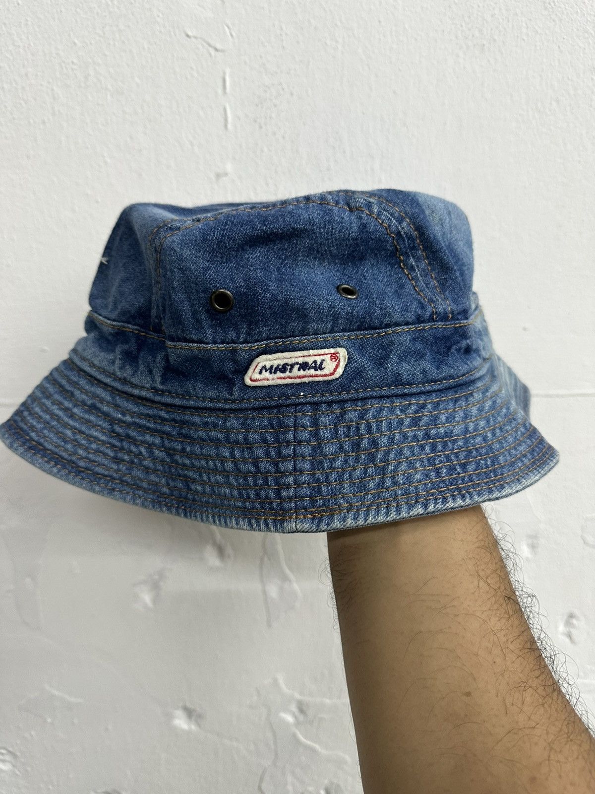 Vintage VTG MISTRAL France Denim Bucket Hat Size ONE SIZE - 1 Thumbnail