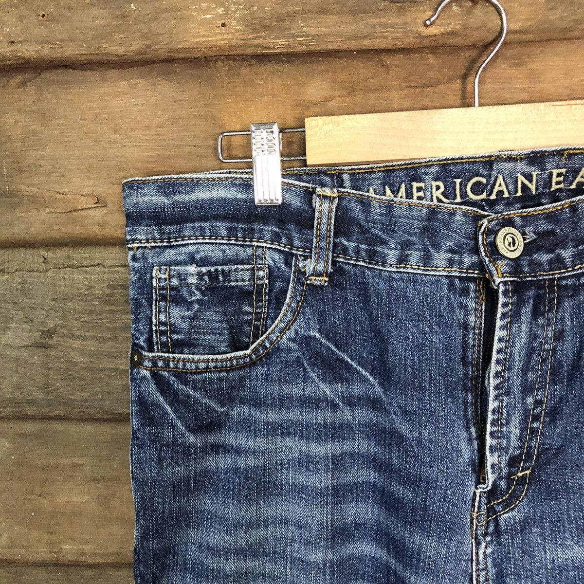 American Eagle Outfitters America Eagles Blue Disstressed Denim Pants #7389 Size US 32 / EU 48 - 4 Thumbnail