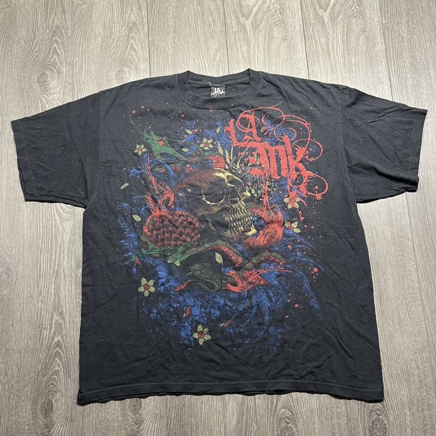 Vintage Vintage LA Ink Y2k Skull Tribal T Shirt XXL 2XL Black Size US XXL / EU 58 / 5 - 1 Thumbnail