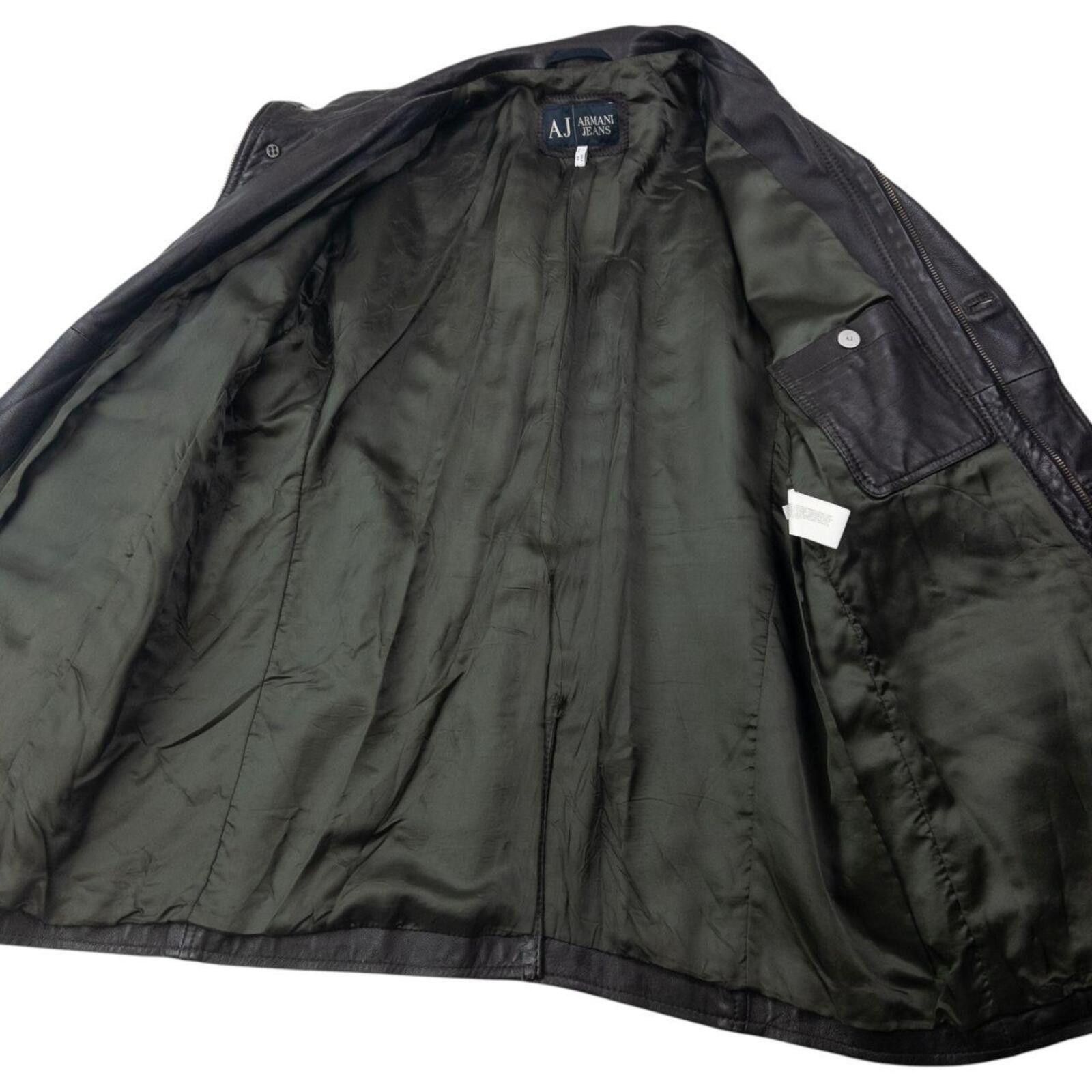 Other Vintage 2000s Armani Jeans Zip Up Leather Jacket Size L Size US L / EU 52-54 / 3 - 4 Thumbnail