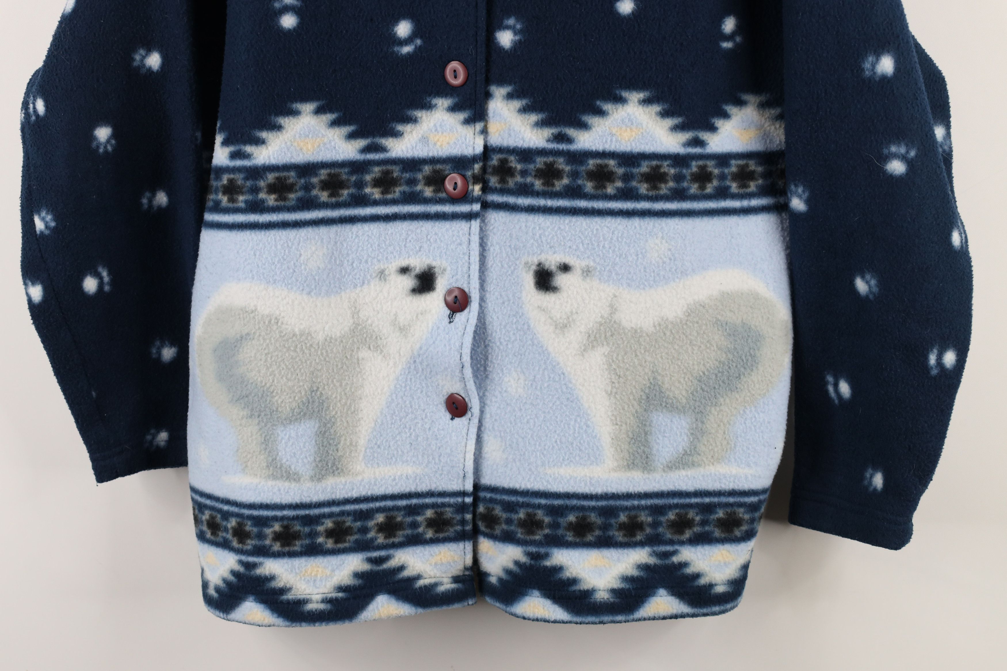 Vintage Vintage 90s Christmas All Over Print Fleece Button Jacket Size M / US 6-8 / IT 42-44 - 3 Thumbnail