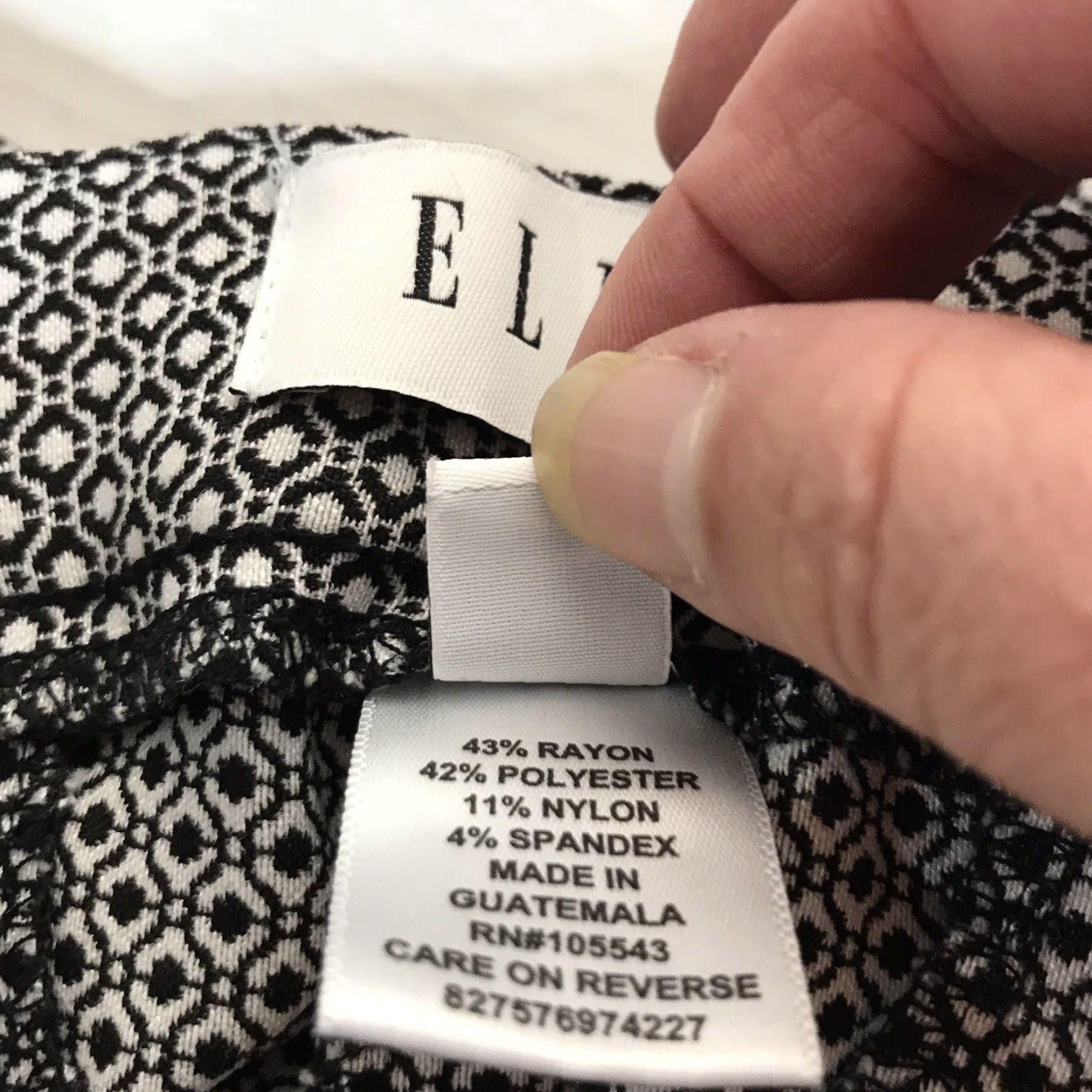 Vintage VINTAGE ELLE Women’s Cropped Pants Black/White Geometric Pattern Size L Casual Business Workwear Size 36" / US 14 / IT 50 - 4 Thumbnail